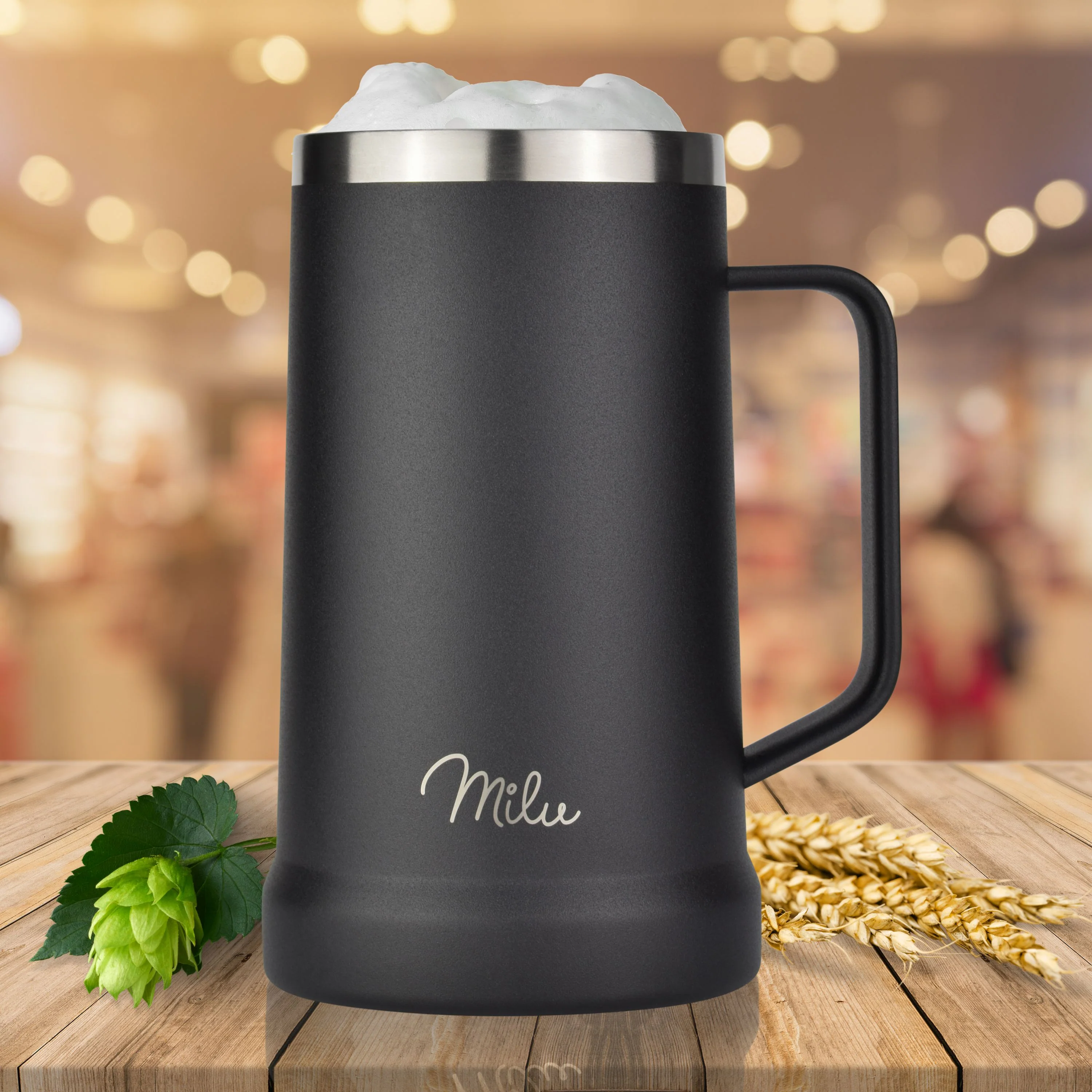 Milu Bierkrug Edelstahl isoliert mit Deckel, 700 ml - Image 3