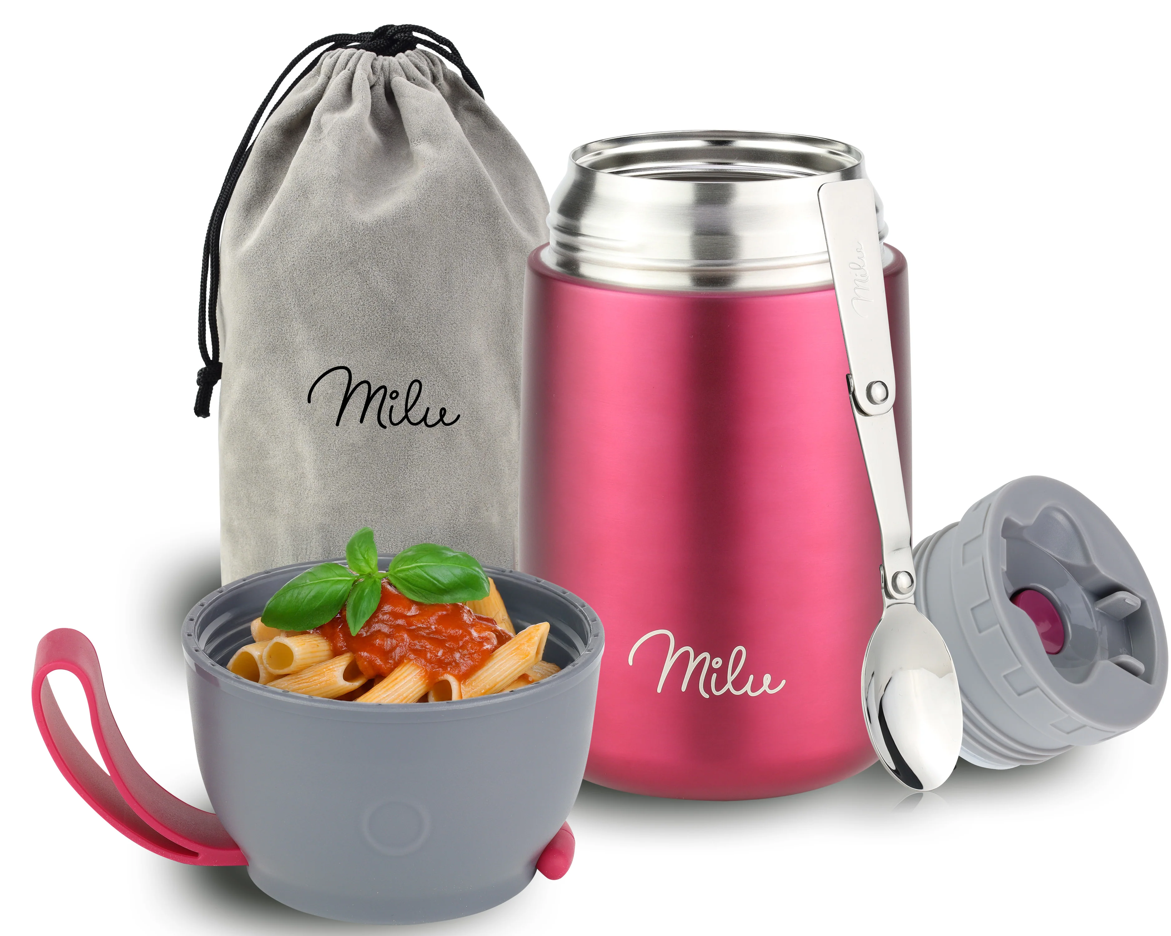 Outlet x Milu® Thermobehälter für Essen, mit Löffel, auslaufsicher, isoliert (450 ml, 650 ml, 800 ml) - Image 10