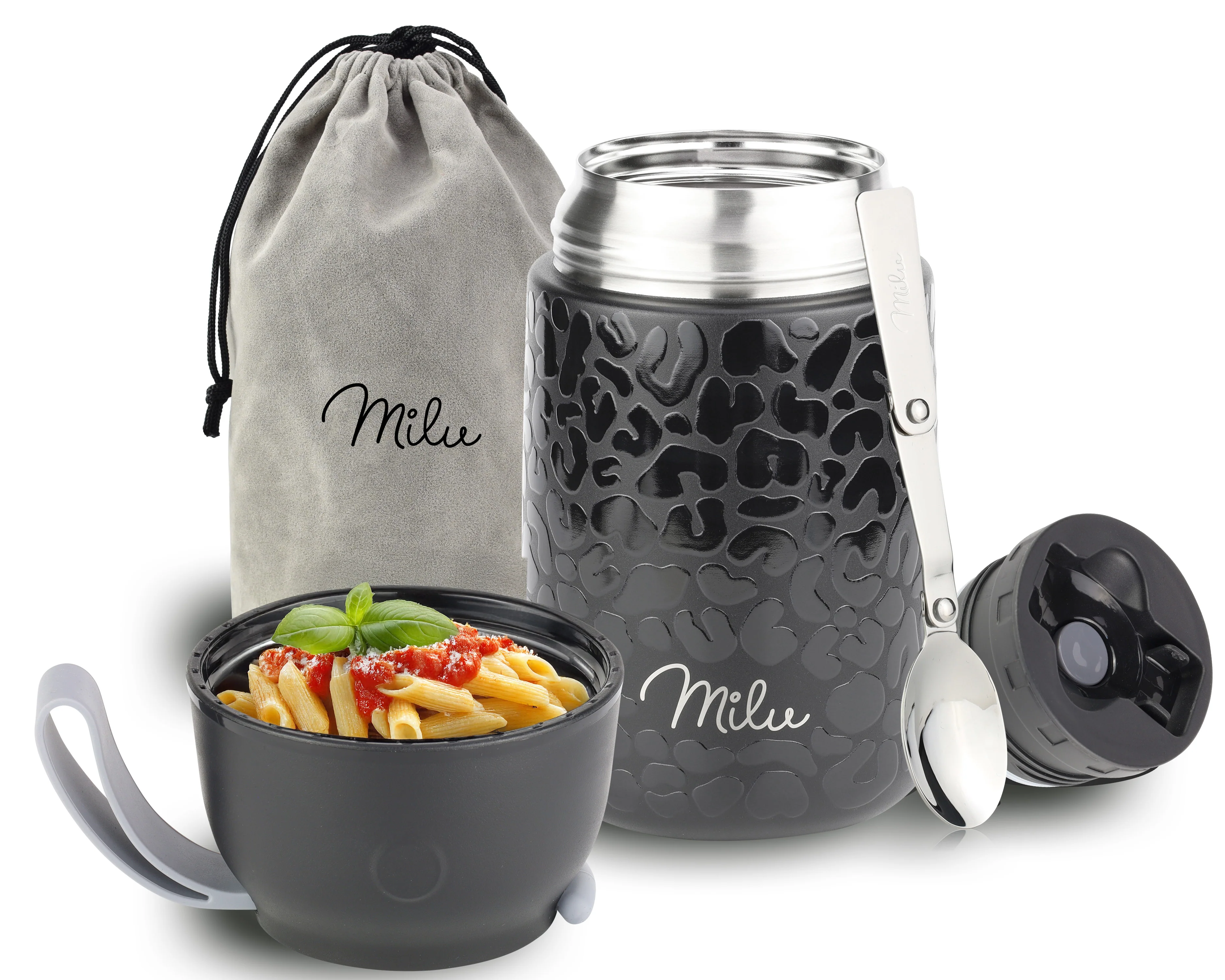 Outlet x Milu® Thermobehälter für Essen, mit Löffel, auslaufsicher, isoliert (450 ml, 650 ml, 800 ml) - Image 11