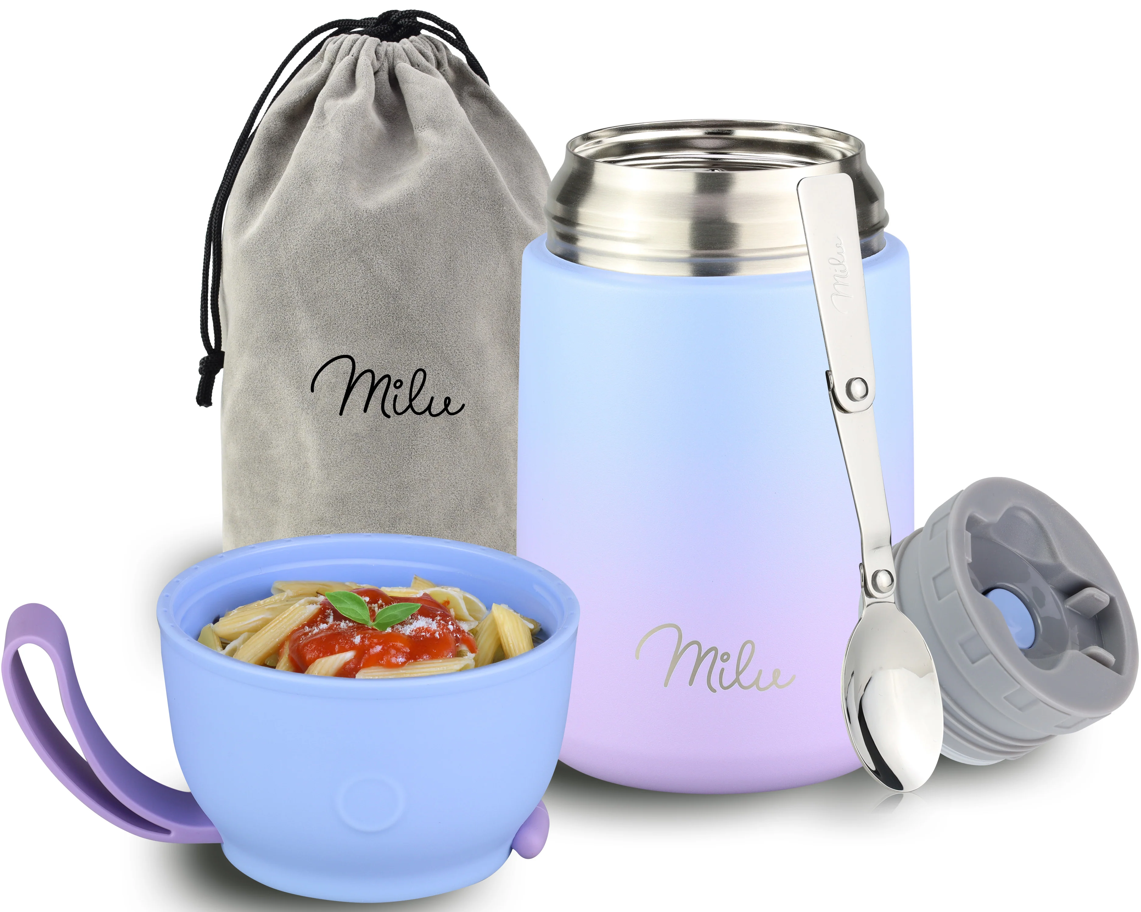 Outlet x Milu® Thermobehälter für Essen, mit Löffel, auslaufsicher, isoliert (450 ml, 650 ml, 800 ml) - Image 12