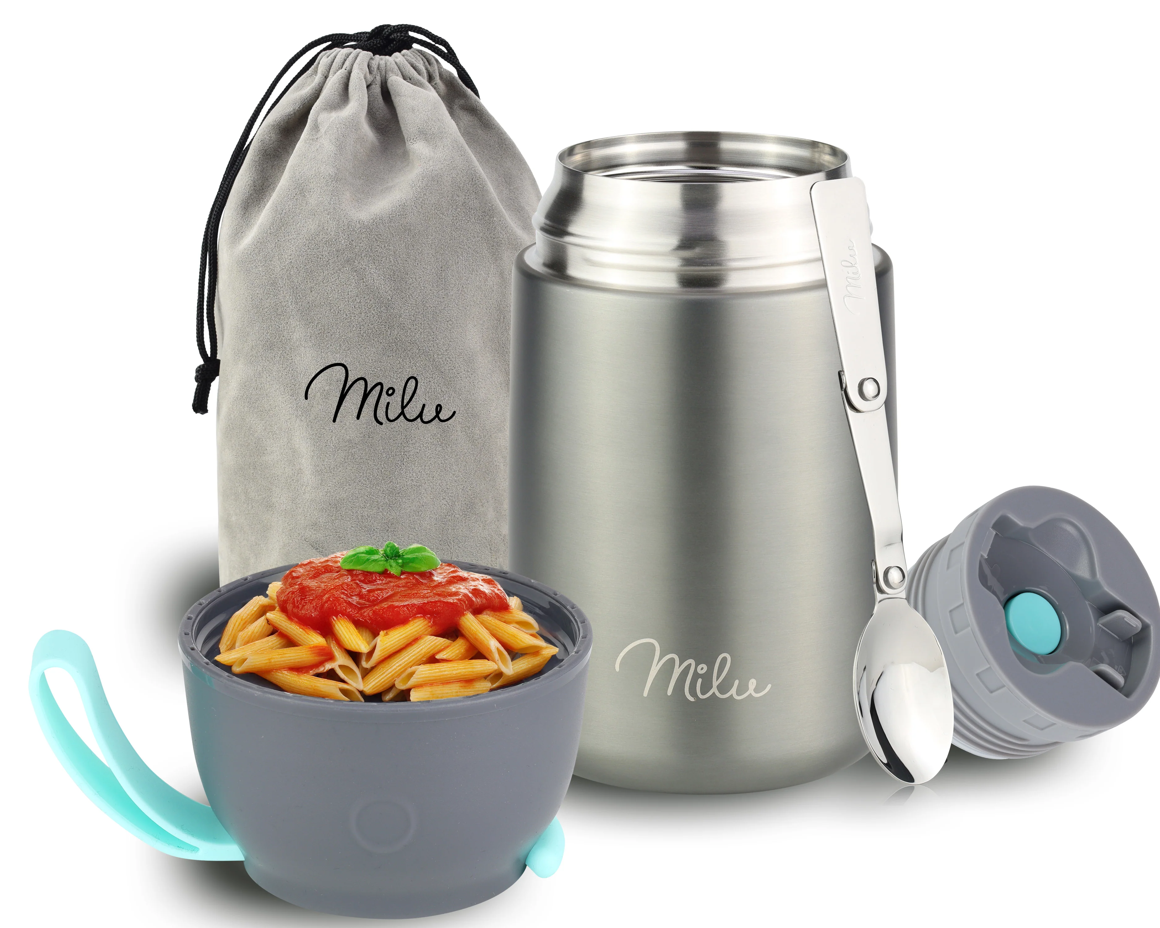 Outlet x Milu® Thermobehälter für Essen, mit Löffel, auslaufsicher, isoliert (450 ml, 650 ml, 800 ml) - Image 13