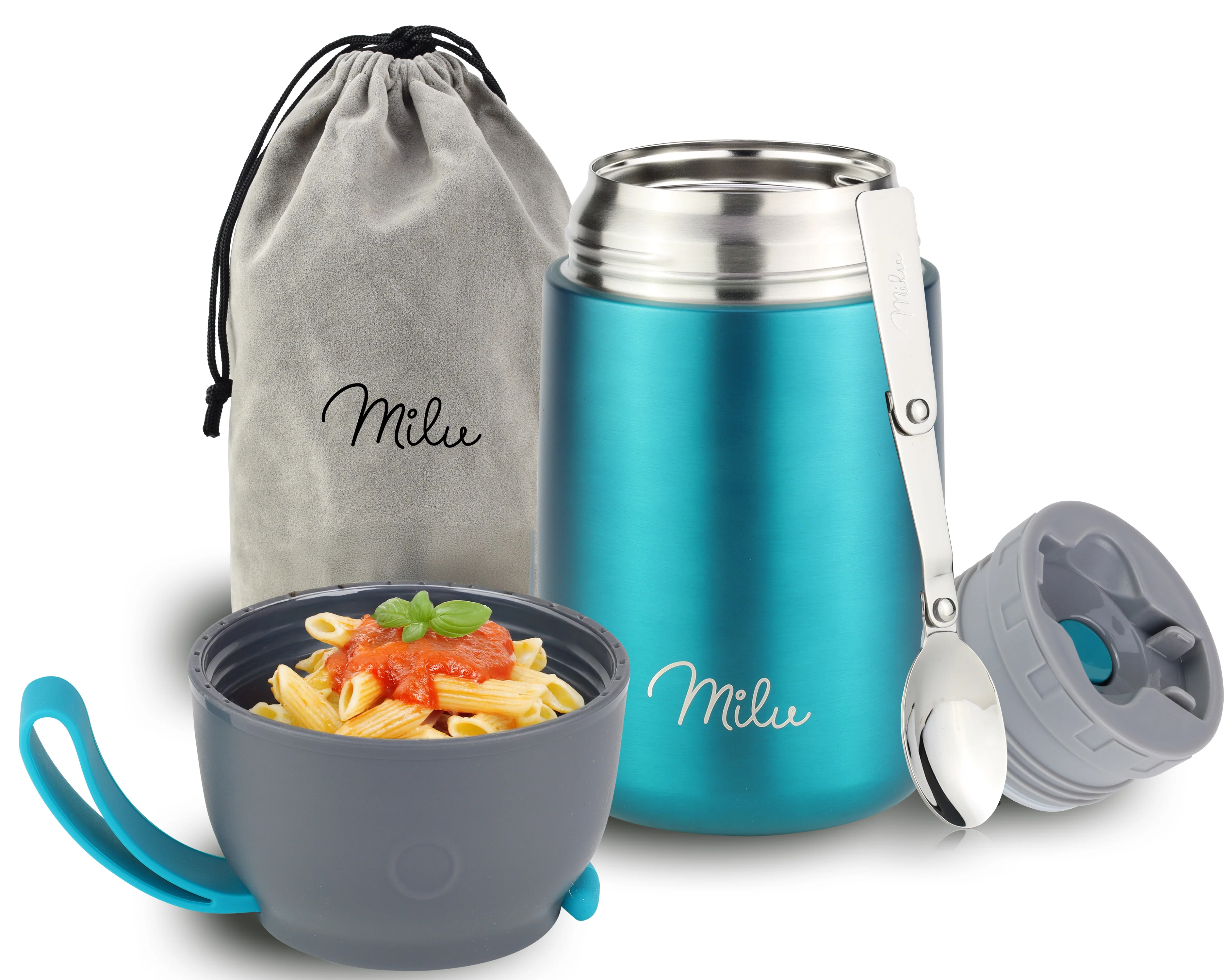 Outlet x Milu® Thermobehälter für Essen, mit Löffel, auslaufsicher, isoliert (450 ml, 650 ml, 800 ml) - Image 14