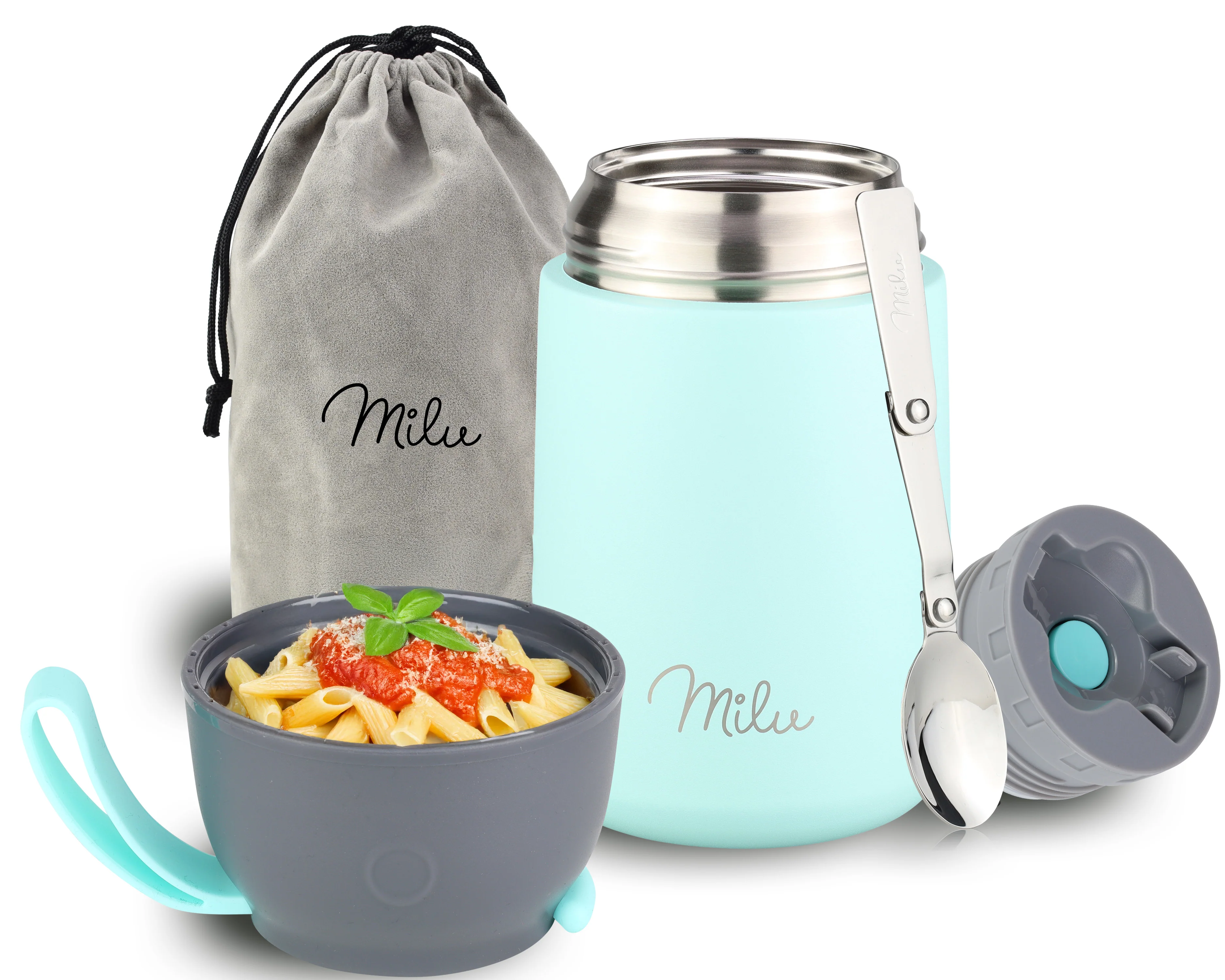 Outlet x Milu® Thermobehälter für Essen, mit Löffel, auslaufsicher, isoliert (450 ml, 650 ml, 800 ml) - Image 15