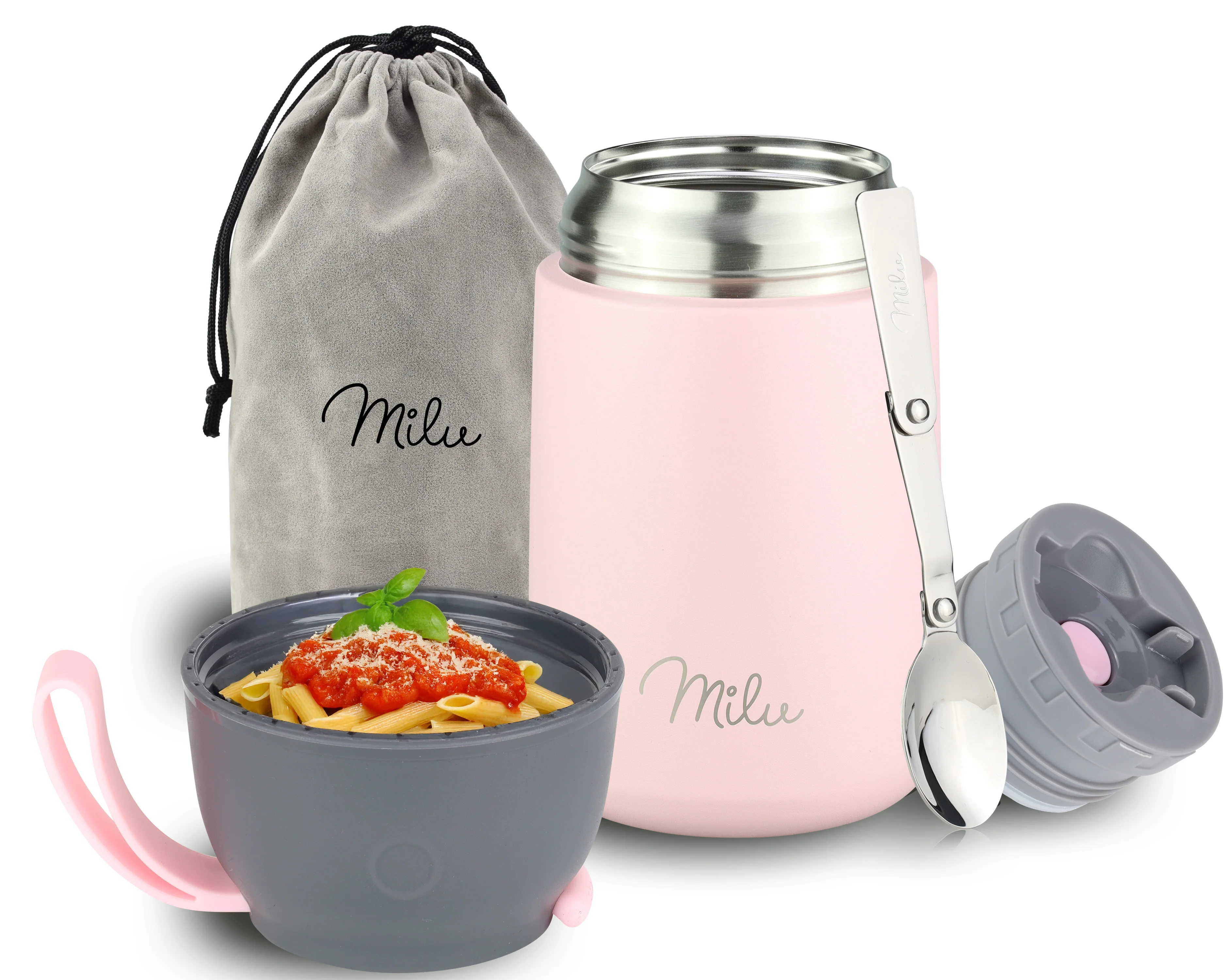 Outlet x Milu® Thermobehälter für Essen, mit Löffel, auslaufsicher, isoliert (450 ml, 650 ml, 800 ml) - Image 17