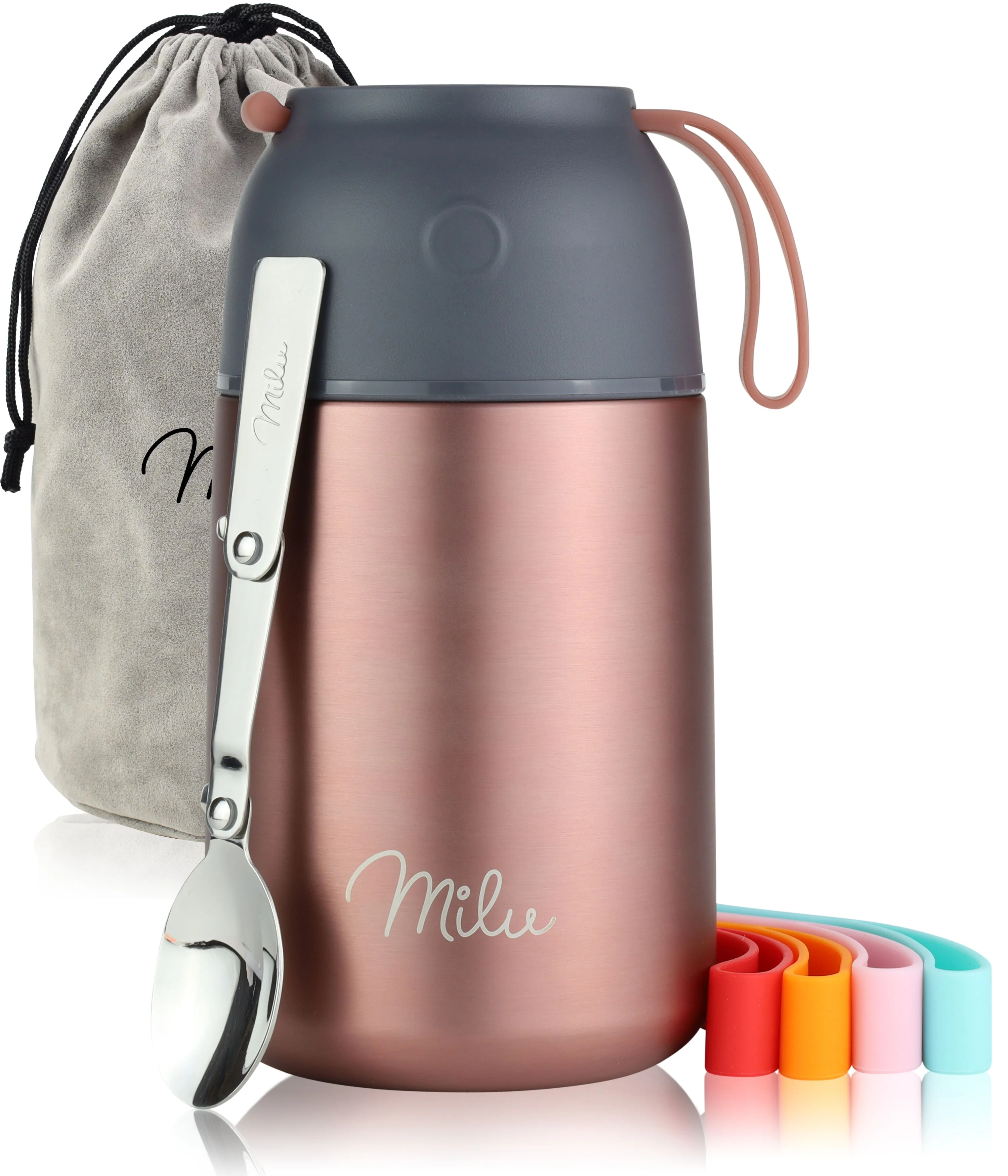 Outlet x Milu® Thermobehälter für Essen, mit Löffel, auslaufsicher, isoliert (450 ml, 650 ml, 800 ml) - Image 18
