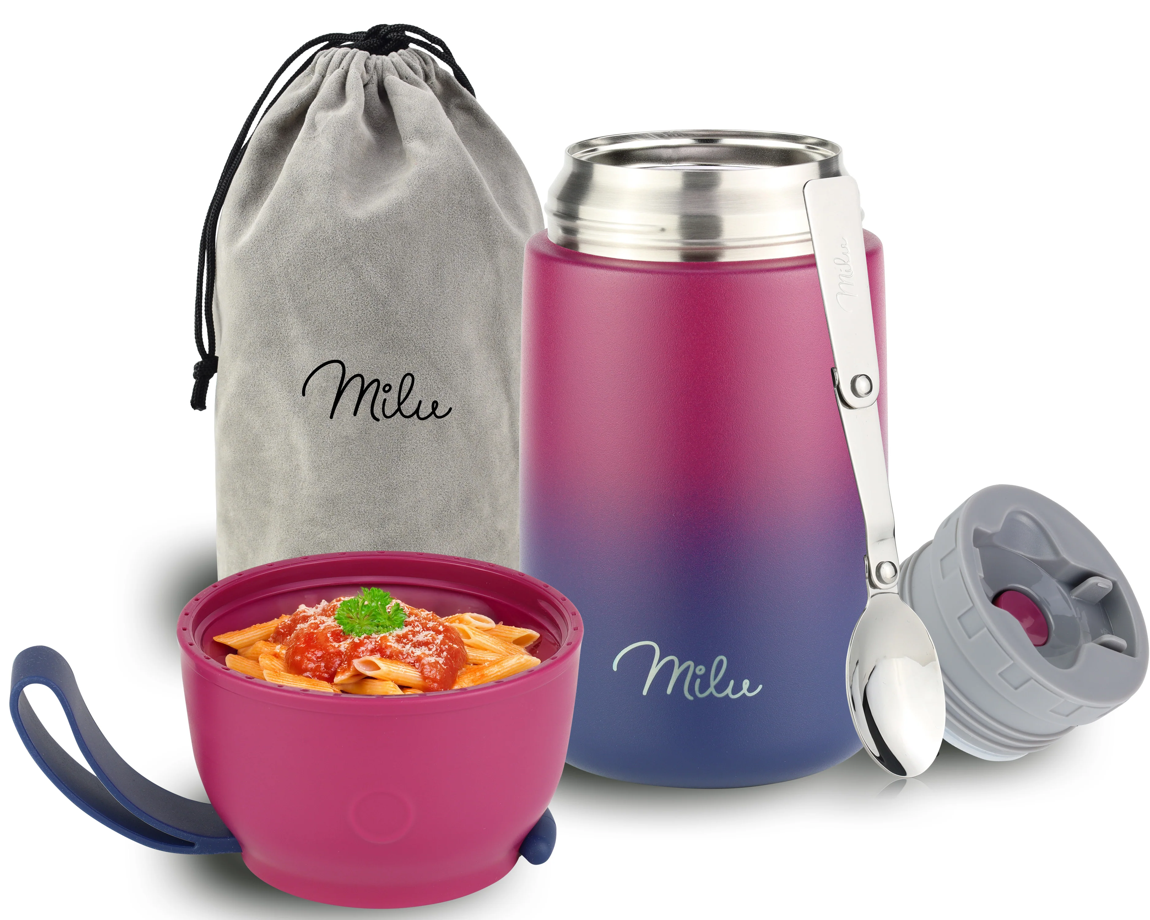 Outlet x Milu® Thermobehälter für Essen, mit Löffel, auslaufsicher, isoliert (450 ml, 650 ml, 800 ml) - Image 19