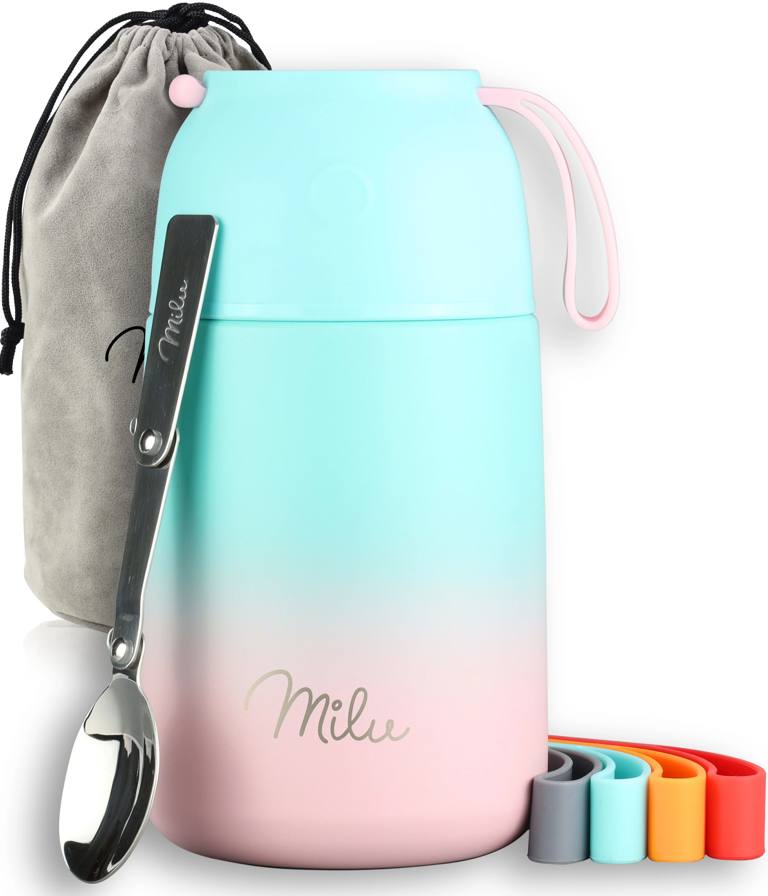 Outlet x Milu® Thermobehälter für Essen, mit Löffel, auslaufsicher, isoliert (450 ml, 650 ml, 800 ml) - Image 21
