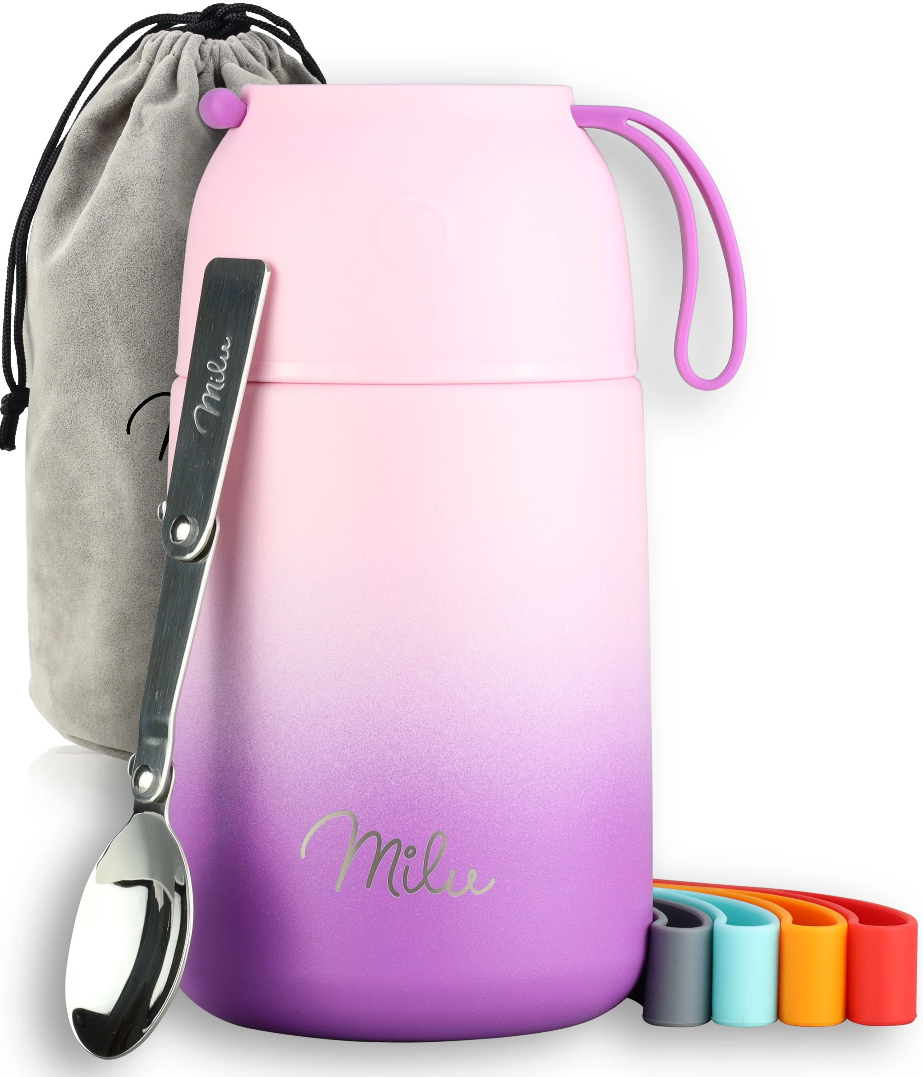 Outlet x Milu® Thermobehälter für Essen, mit Löffel, auslaufsicher, isoliert (450 ml, 650 ml, 800 ml) - Image 22