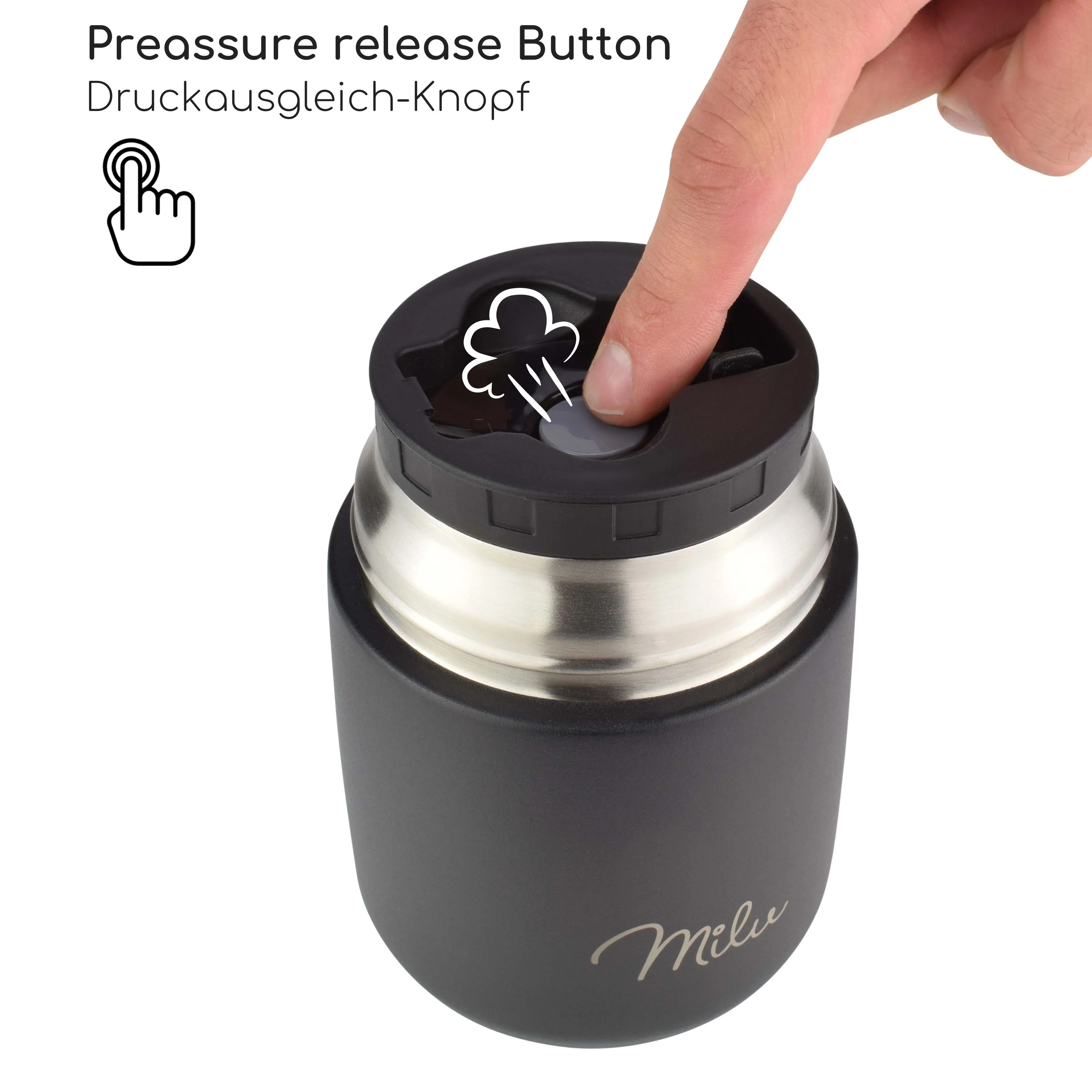 Outlet x Milu® Thermobehälter für Essen, mit Löffel, auslaufsicher, isoliert (450 ml, 650 ml, 800 ml) - Image 6