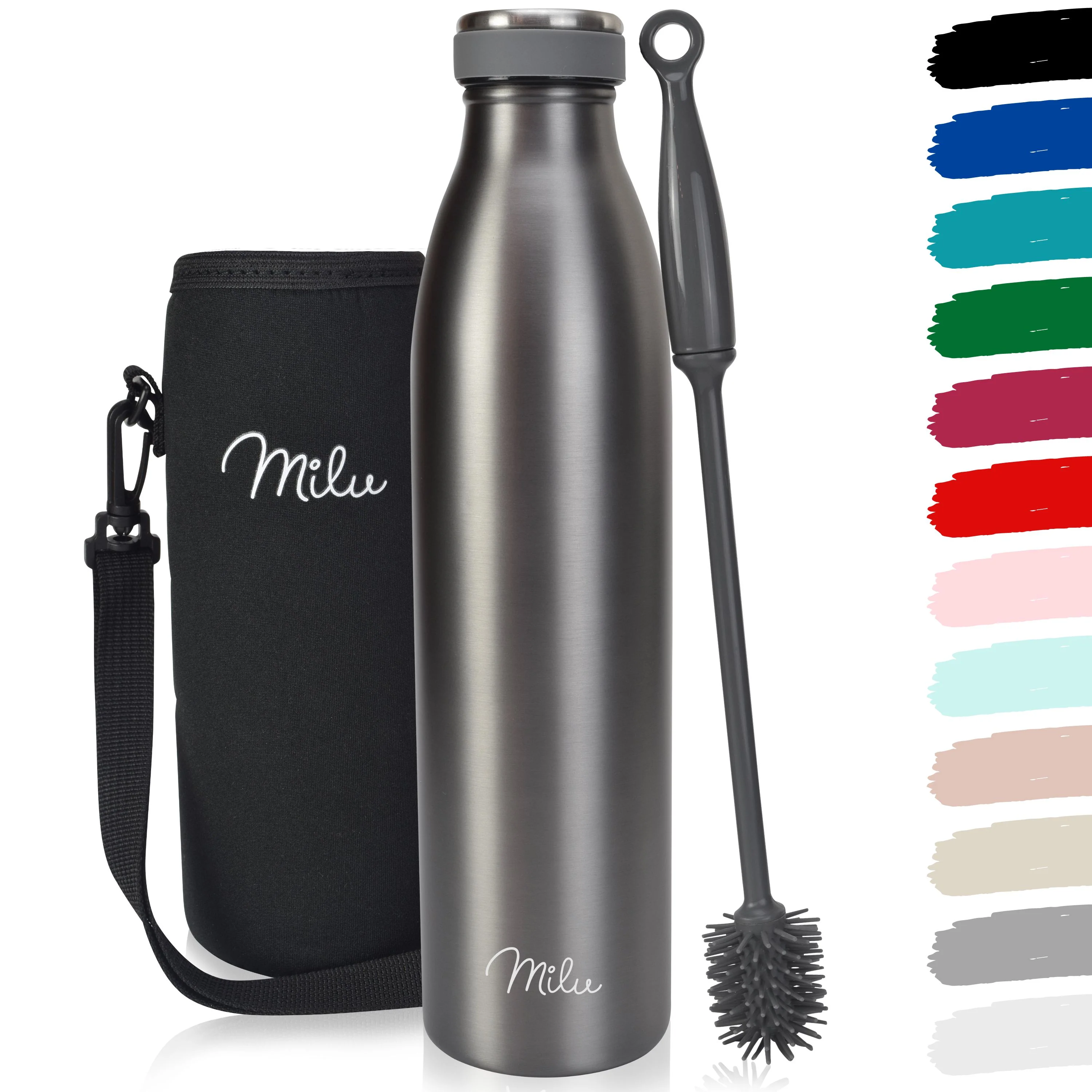 Milu Edelstahl Trinkflasche 350ml, 500ml, 750ml, 1L, 1500ml - Image 24