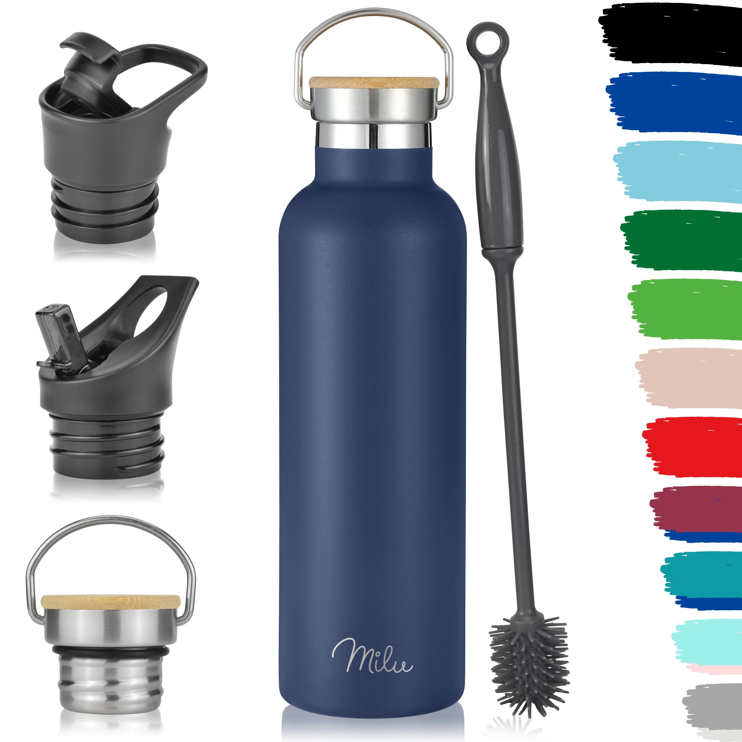 Outlet x Milu Edelstahl Trinkflasche mit 3 Deckeln, auslaufsicher, isoliert (350 ml 500 ml 750 ml 1000 ml) - Image 10