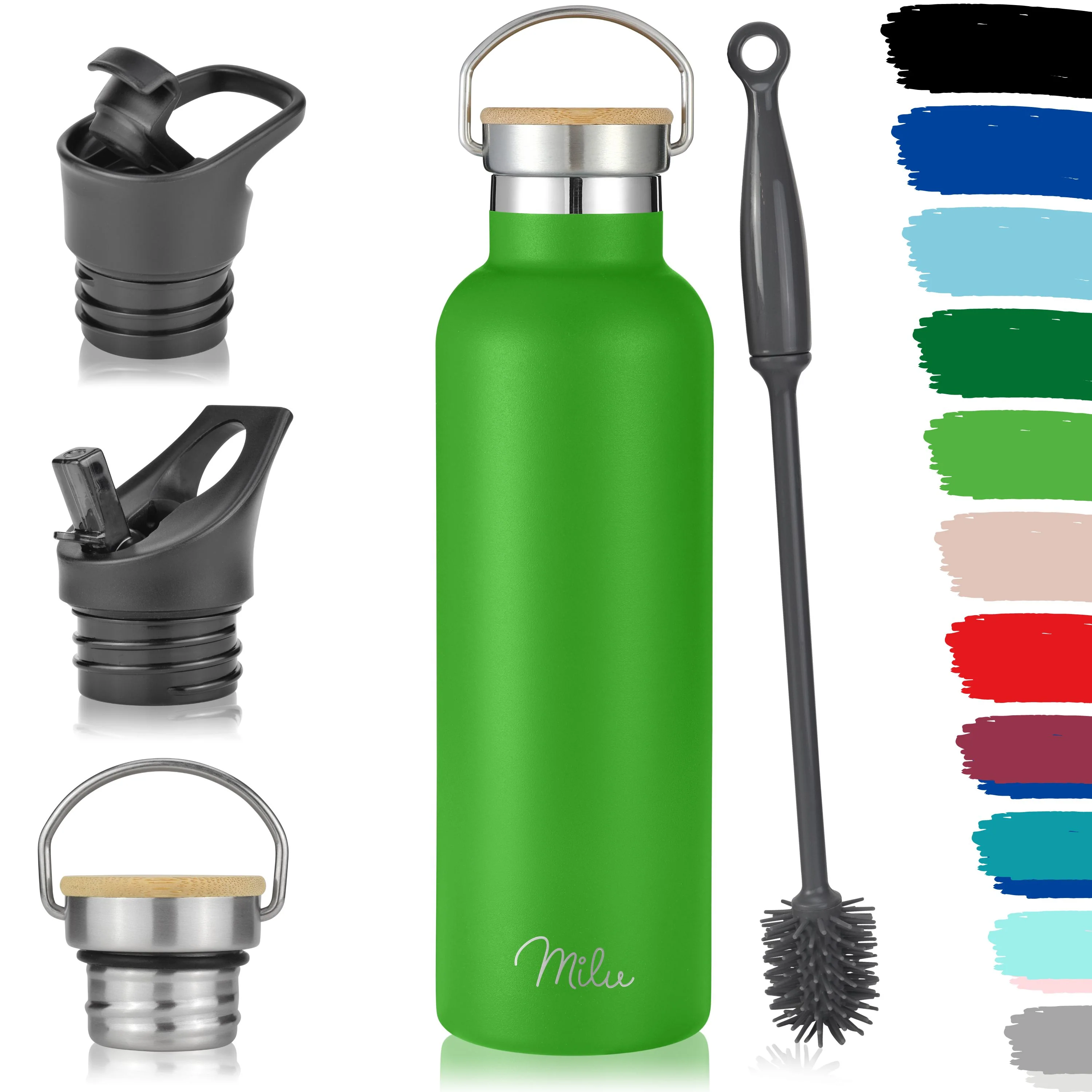 Outlet x Milu Edelstahl Trinkflasche mit 3 Deckeln, auslaufsicher, isoliert (350 ml 500 ml 750 ml 1000 ml) - Image 11