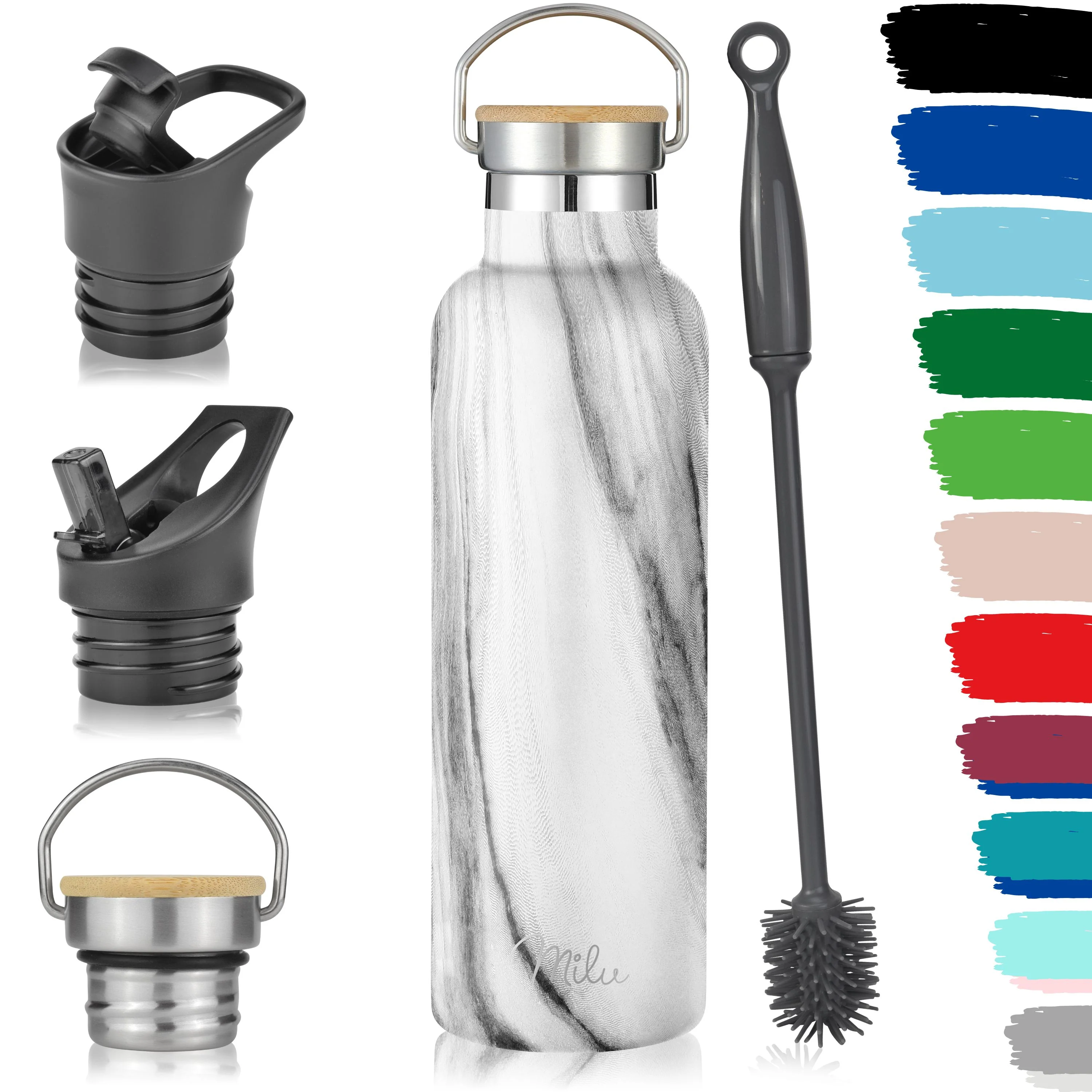 Outlet x Milu Edelstahl Trinkflasche mit 3 Deckeln, auslaufsicher, isoliert (350 ml 500 ml 750 ml 1000 ml) - Image 14