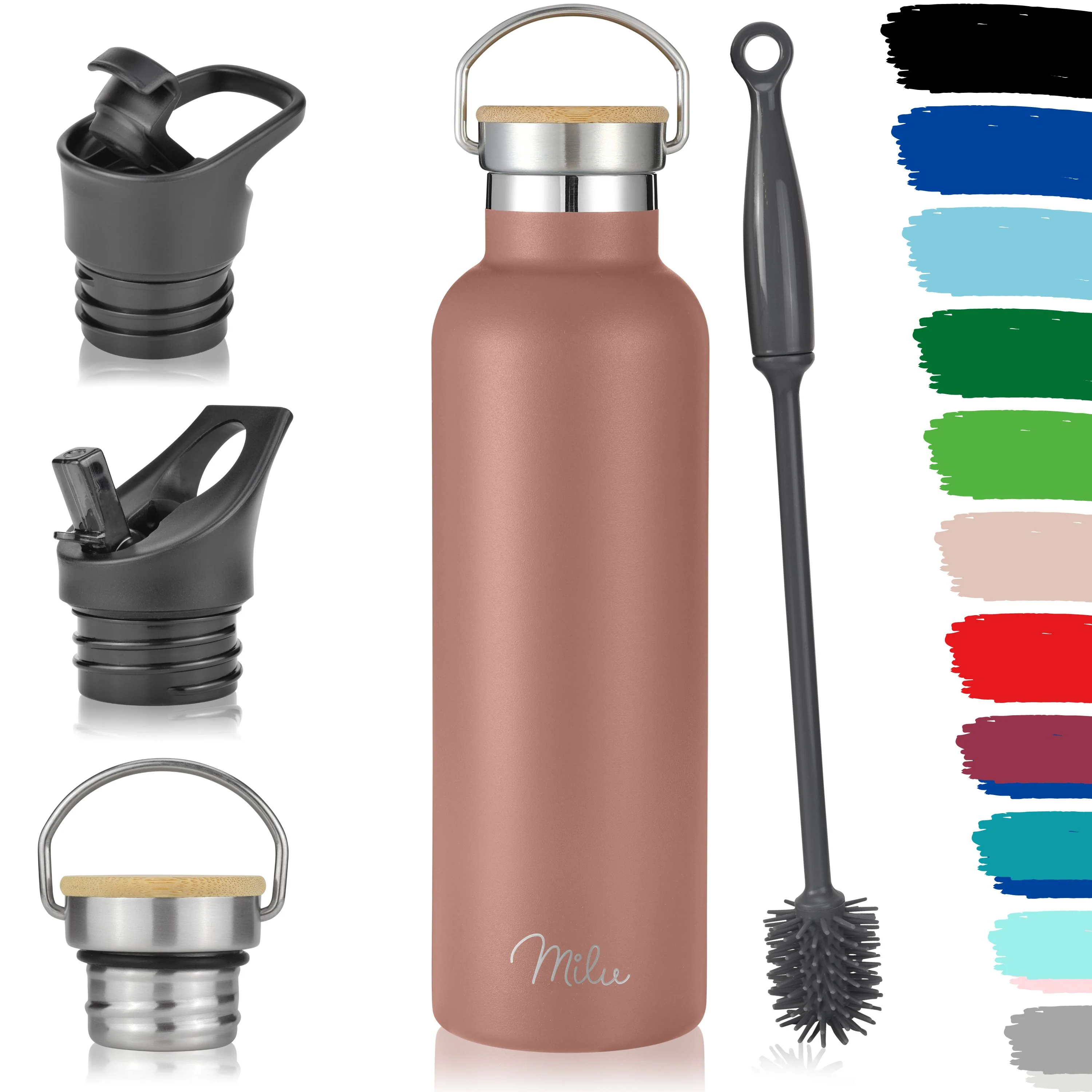 Outlet x Milu Edelstahl Trinkflasche mit 3 Deckeln, auslaufsicher, isoliert (350 ml 500 ml 750 ml 1000 ml) - Image 16