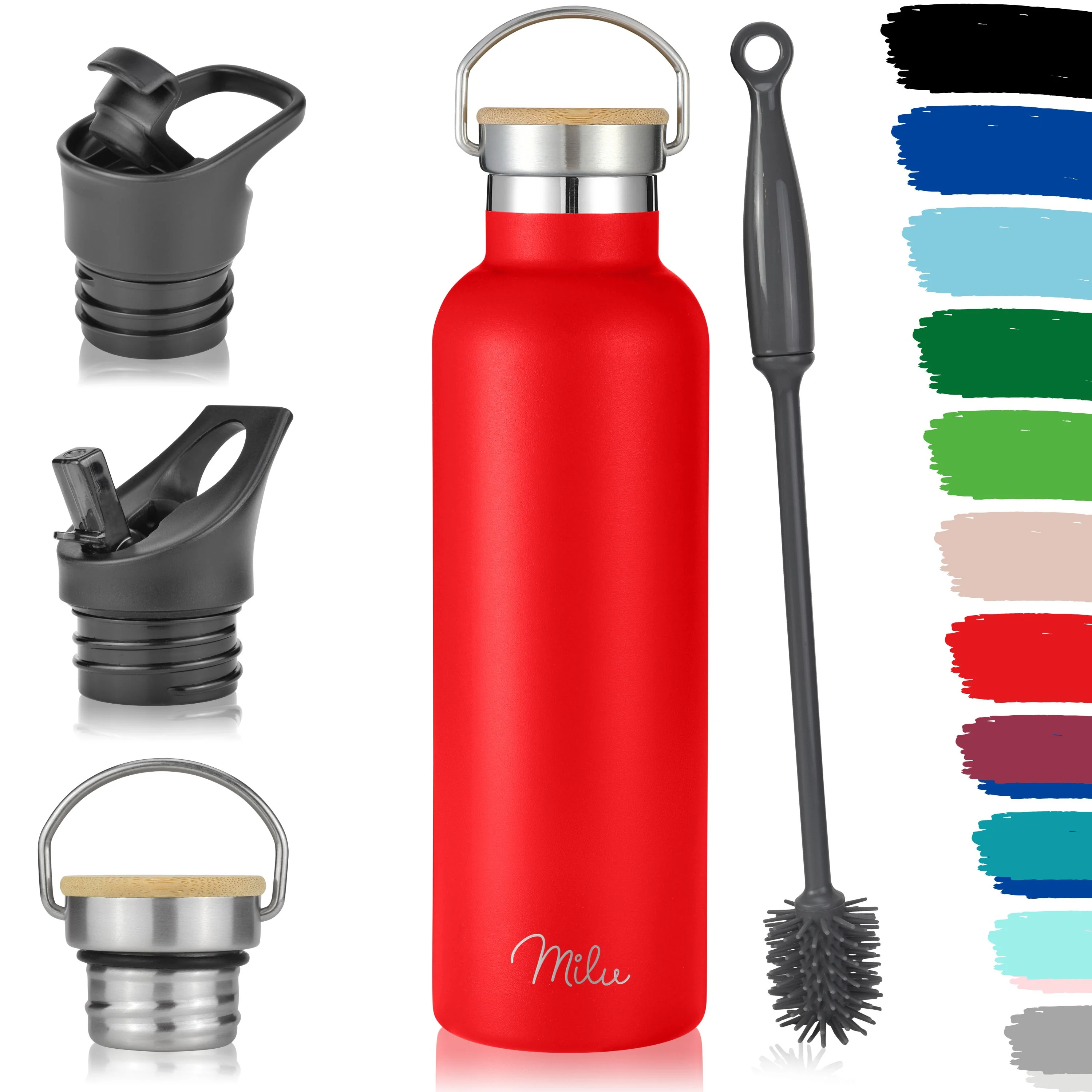 Outlet x Milu Edelstahl Trinkflasche mit 3 Deckeln, auslaufsicher, isoliert (350 ml 500 ml 750 ml 1000 ml) - Image 17