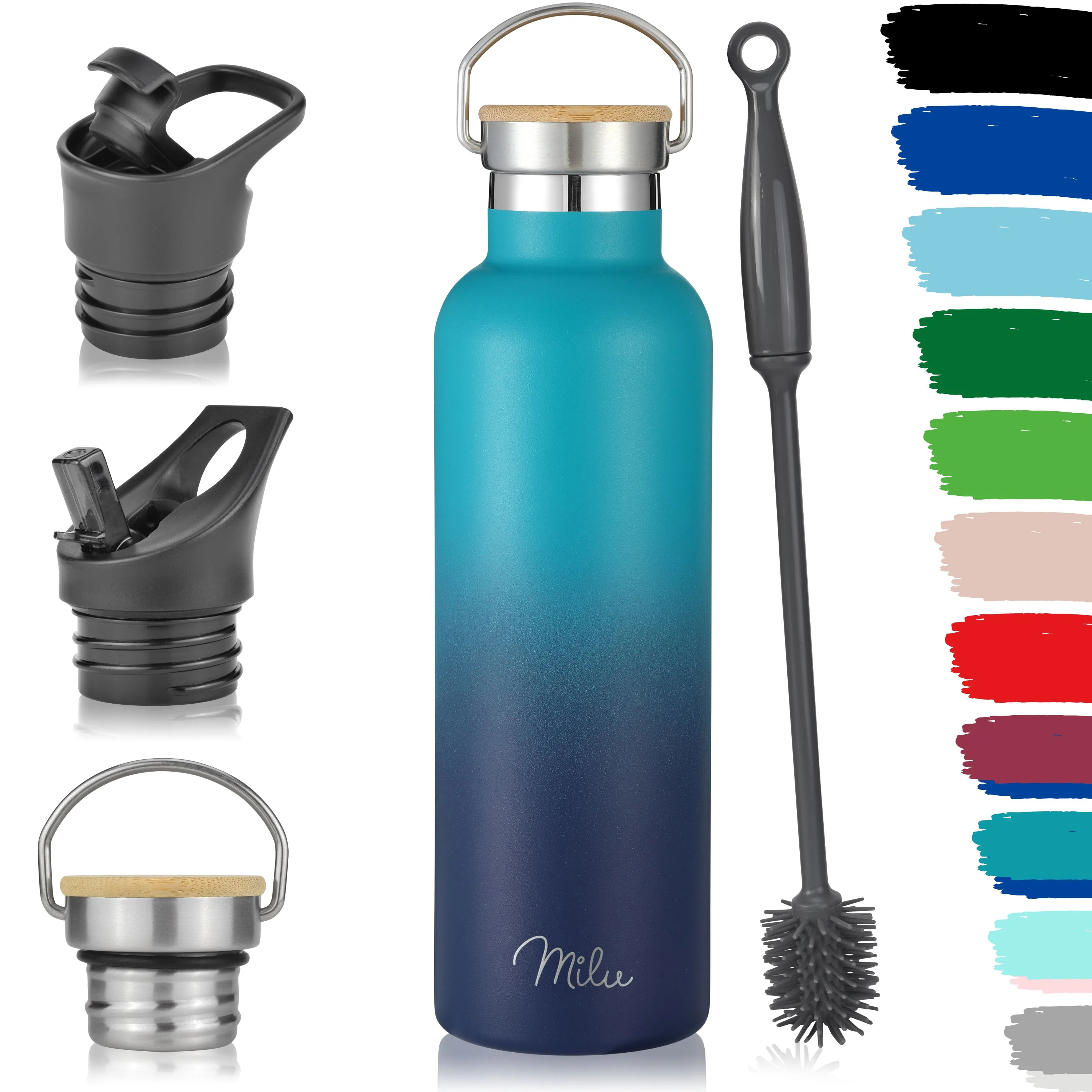 Outlet x Milu Edelstahl Trinkflasche mit 3 Deckeln, auslaufsicher, isoliert (350 ml 500 ml 750 ml 1000 ml) - Image 19