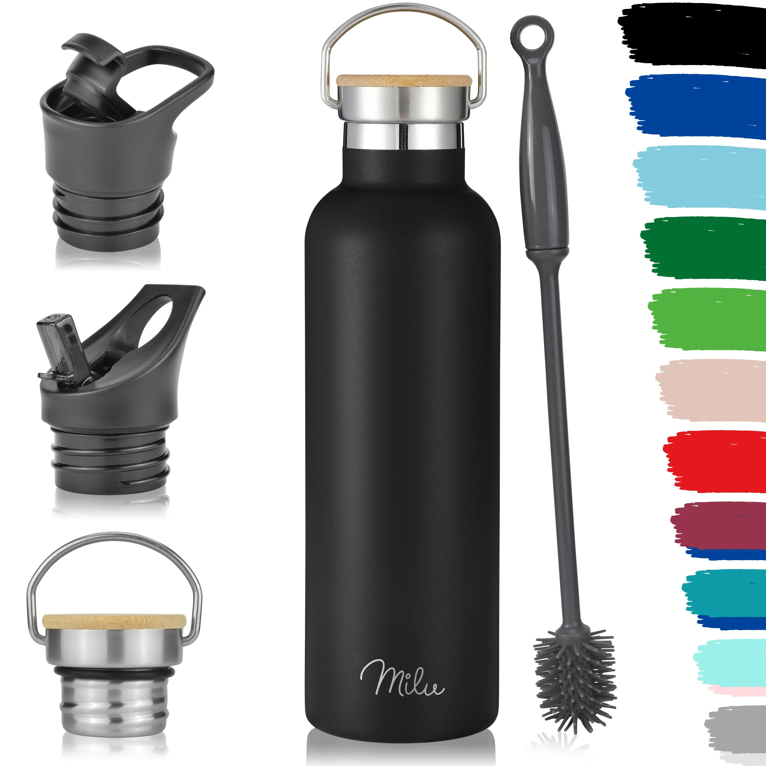 Outlet x Milu Edelstahl Trinkflasche mit 3 Deckeln, auslaufsicher, isoliert (350 ml 500 ml 750 ml 1000 ml) - Image 23