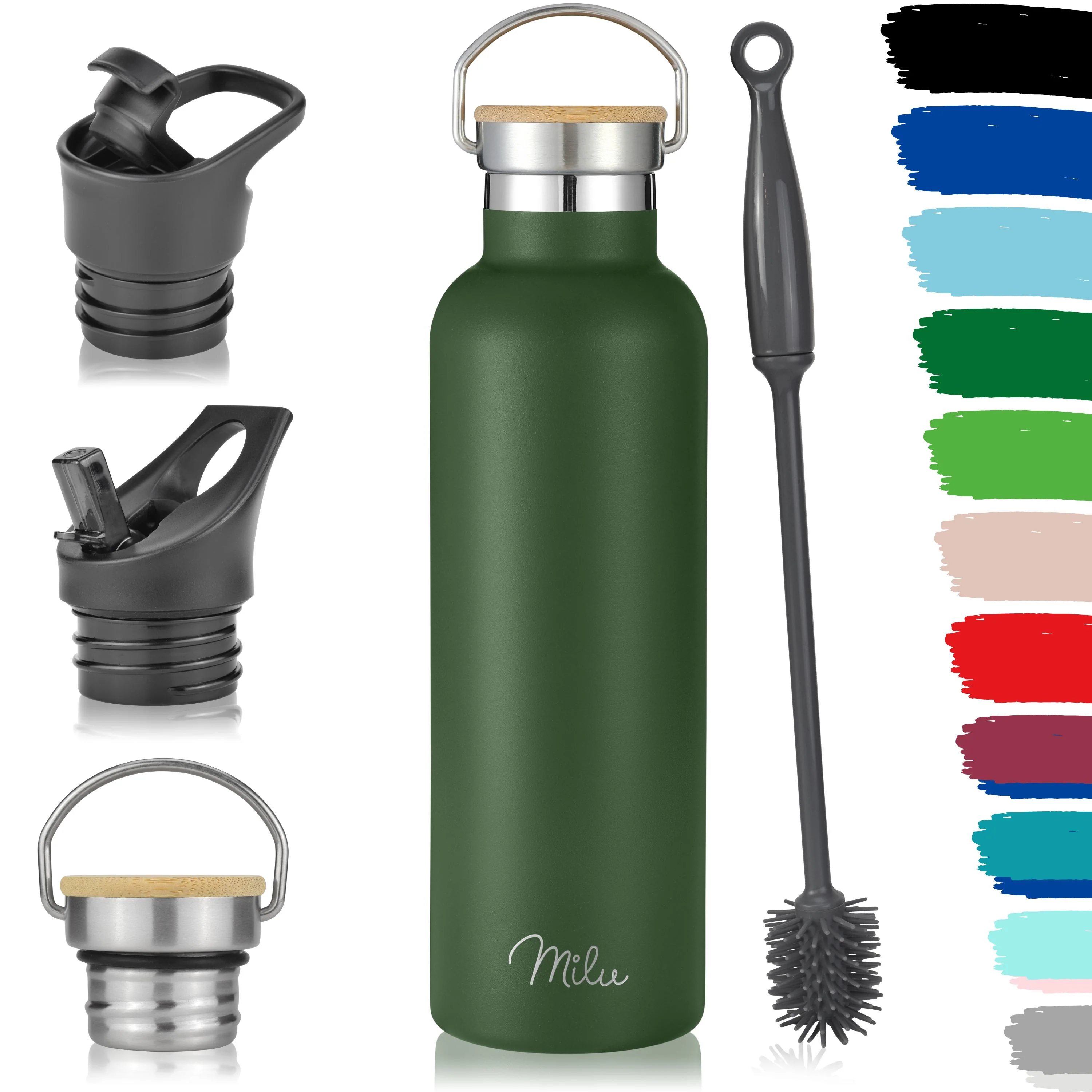 Outlet x Milu Edelstahl Trinkflasche mit 3 Deckeln, auslaufsicher, isoliert (350 ml 500 ml 750 ml 1000 ml) - Image 8