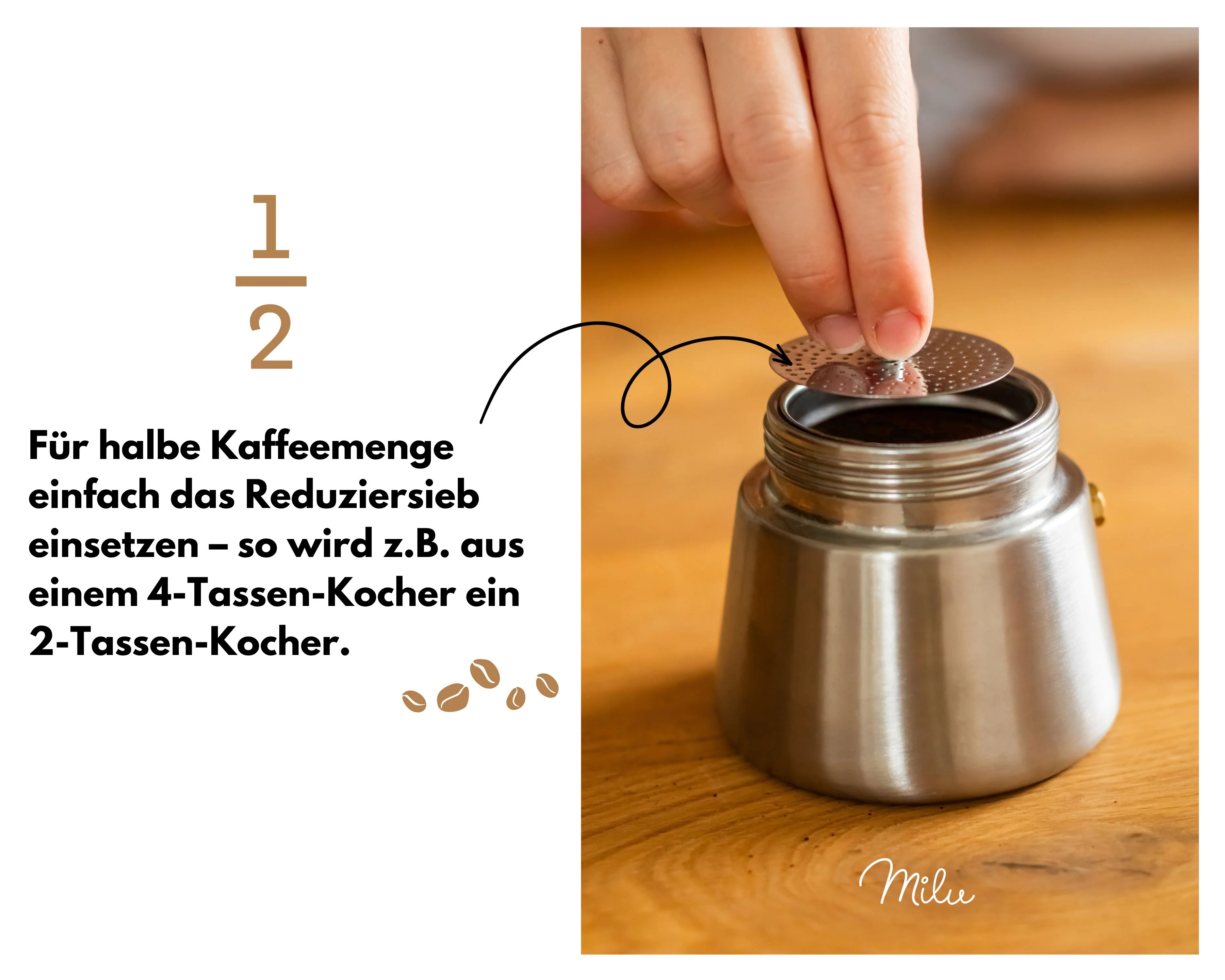 Milu Espressokocher Edelstahl Induktion (2, 3, 6 oder 9 cup) - Image 5