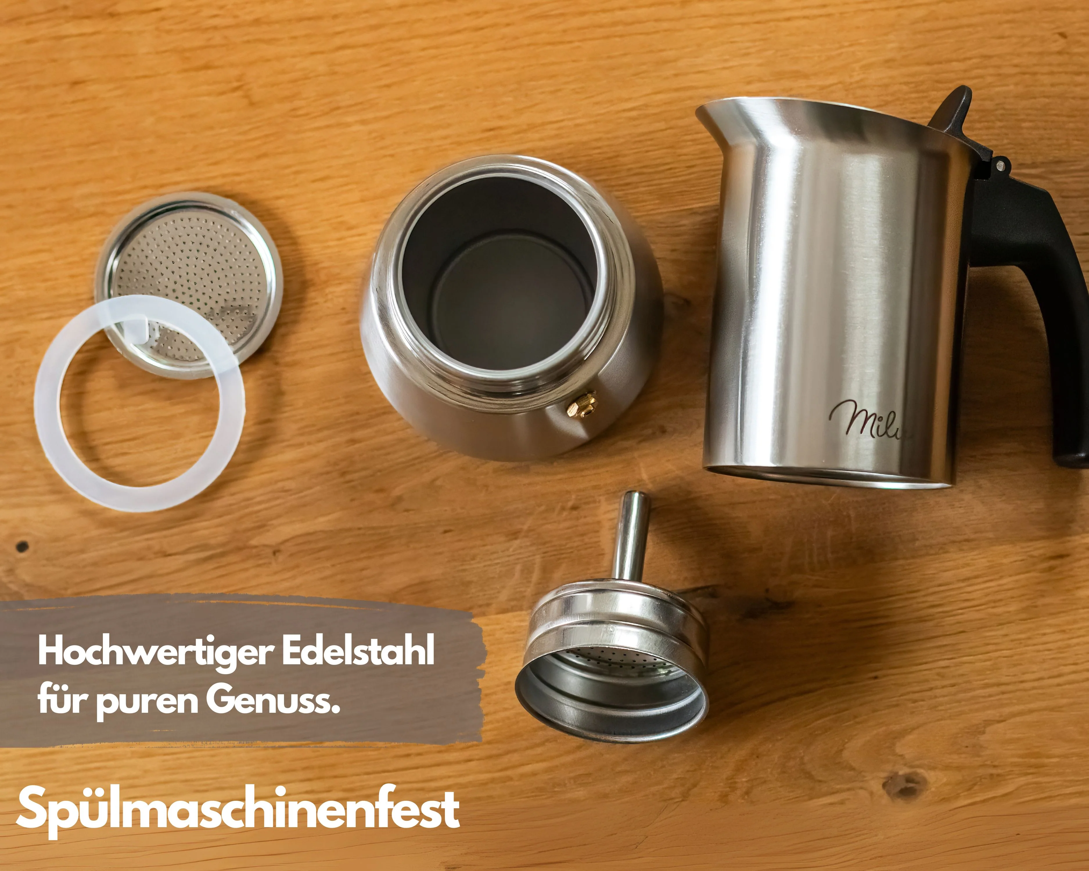 Milu Espressokocher Edelstahl Induktion (2, 3, 6 oder 9 cup) - Image 6