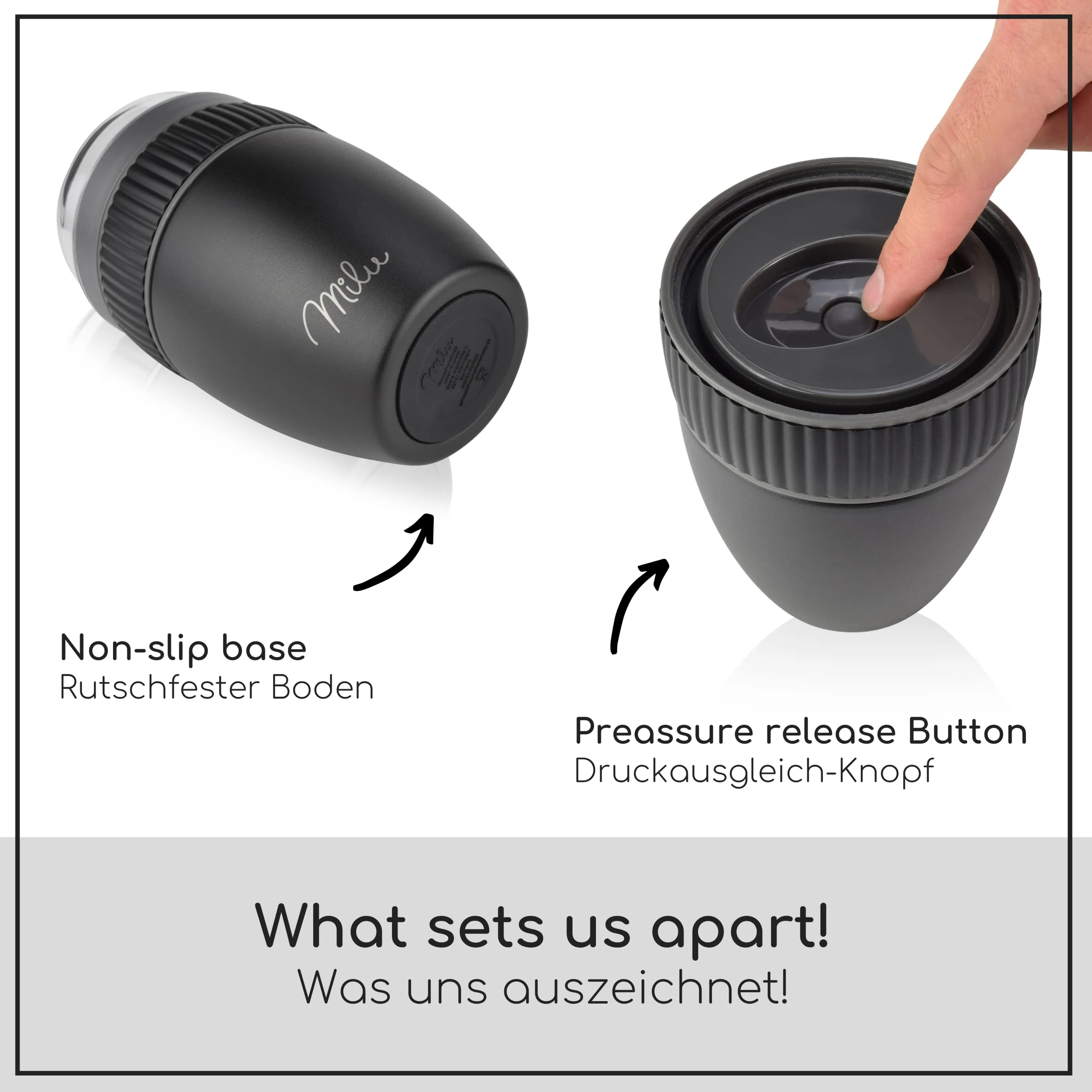 Outlet x Milu Müslibecher to go, isoliert, auslaufsicher, Edelstahl (400ml) - Image 5