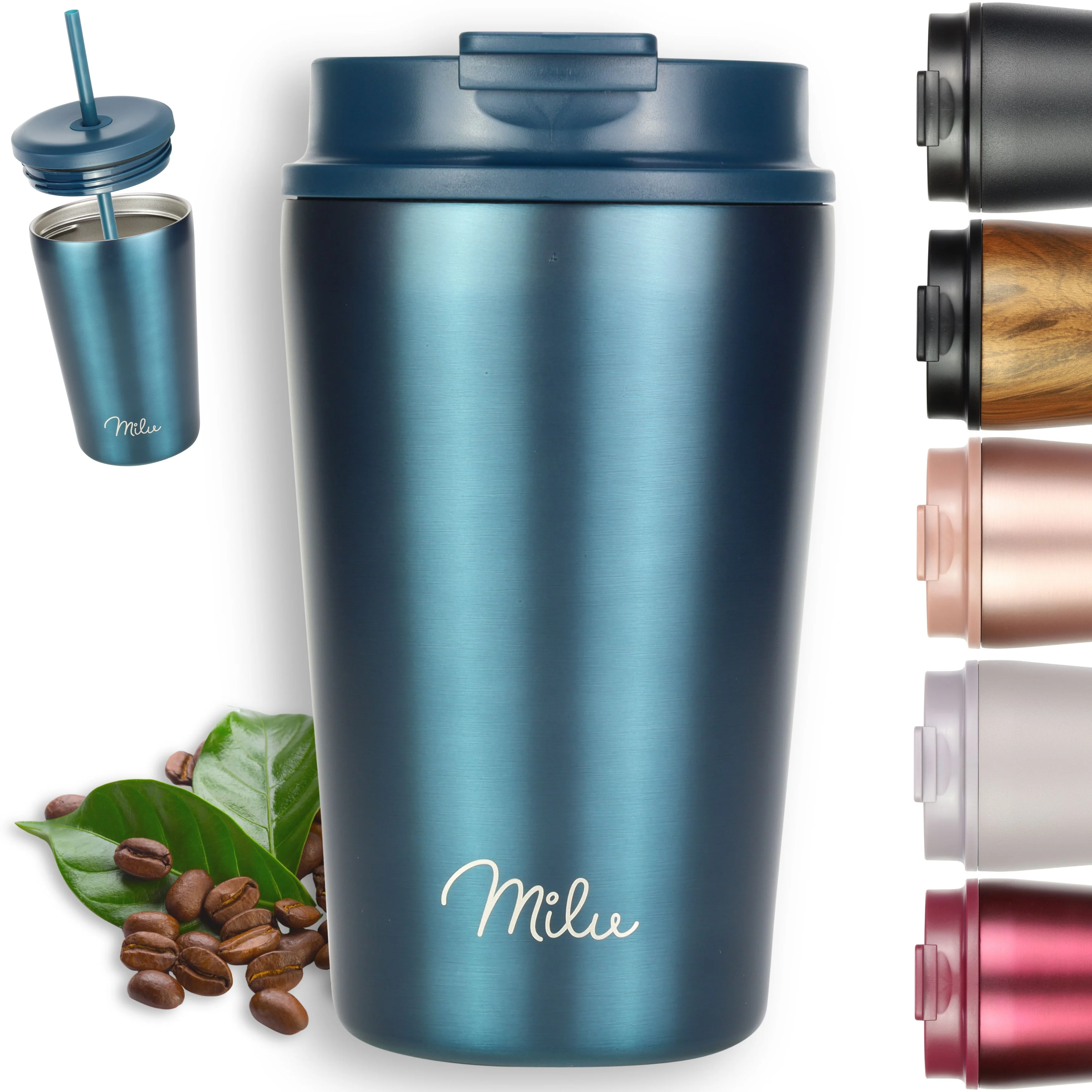 Outlet x Milu Thermobecher, auslaufsicher, isoliert, mit zwei Deckeln (300 ml, 400 ml, 500 ml) - Image 10