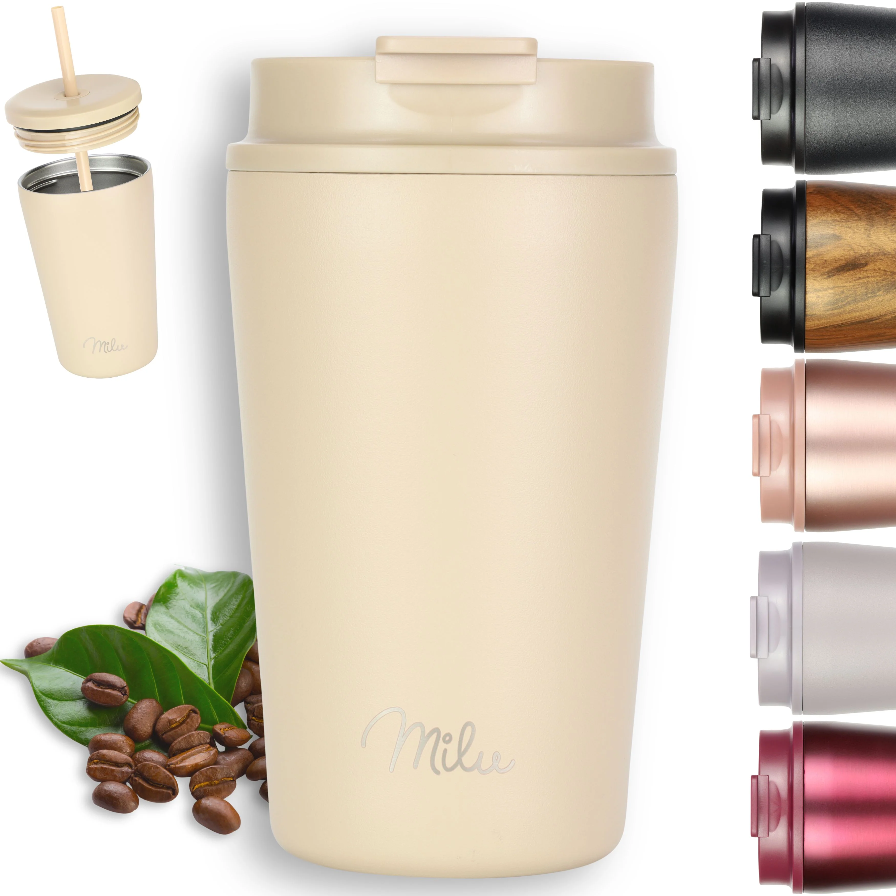 Outlet x Milu Thermobecher, auslaufsicher, isoliert, mit zwei Deckeln (300 ml, 400 ml, 500 ml) - Image 14