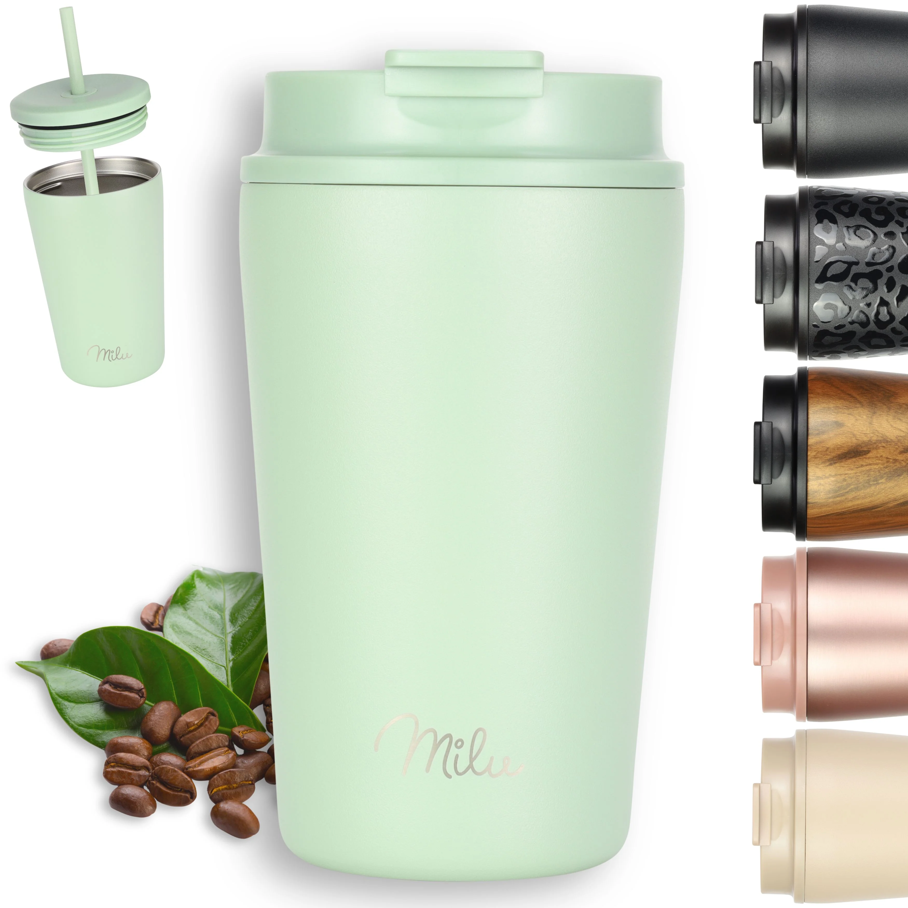 Outlet x Milu Thermobecher, auslaufsicher, isoliert, mit zwei Deckeln (300 ml, 400 ml, 500 ml) - Image 15