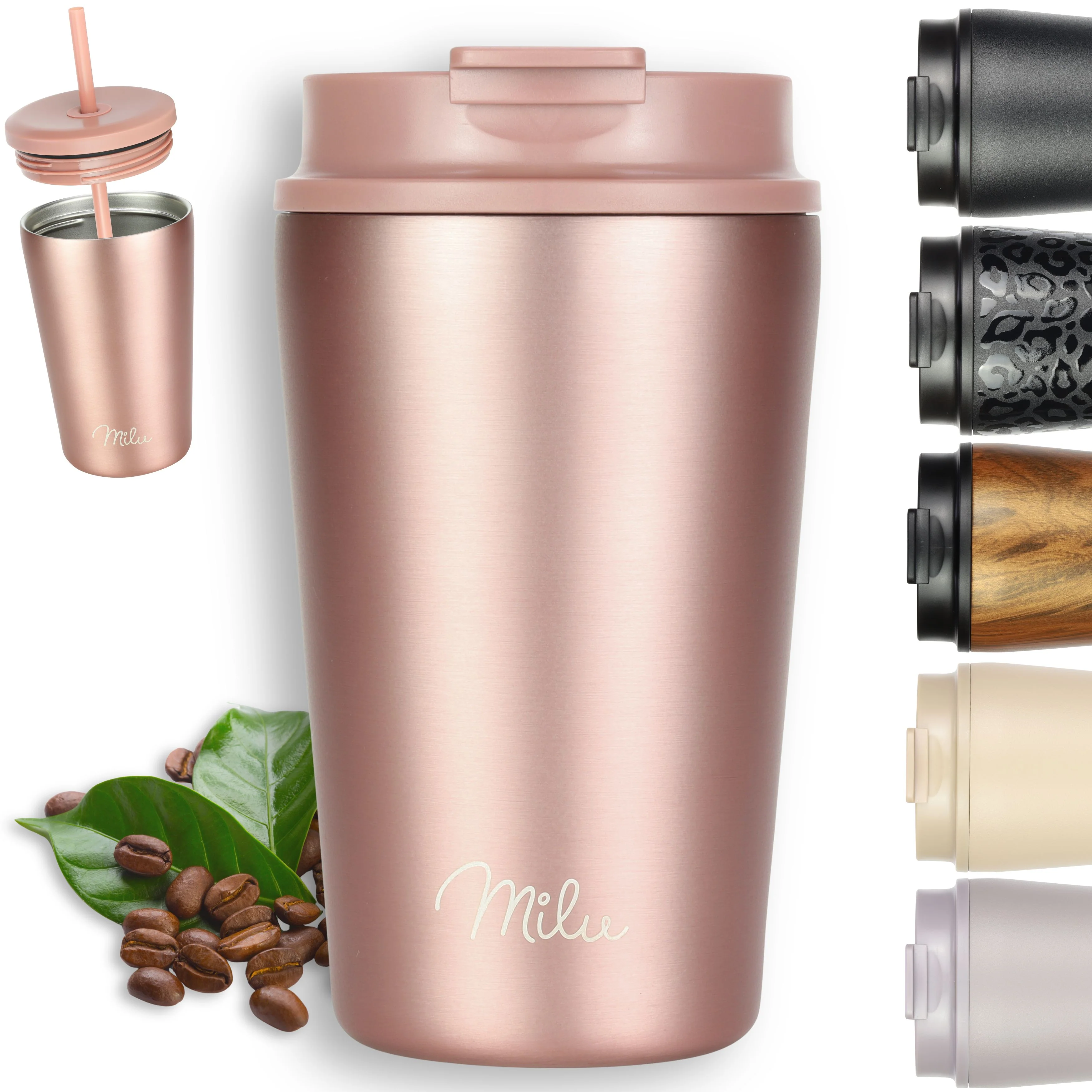 Outlet x Milu Thermobecher, auslaufsicher, isoliert, mit zwei Deckeln (300 ml, 400 ml, 500 ml) - Image 17