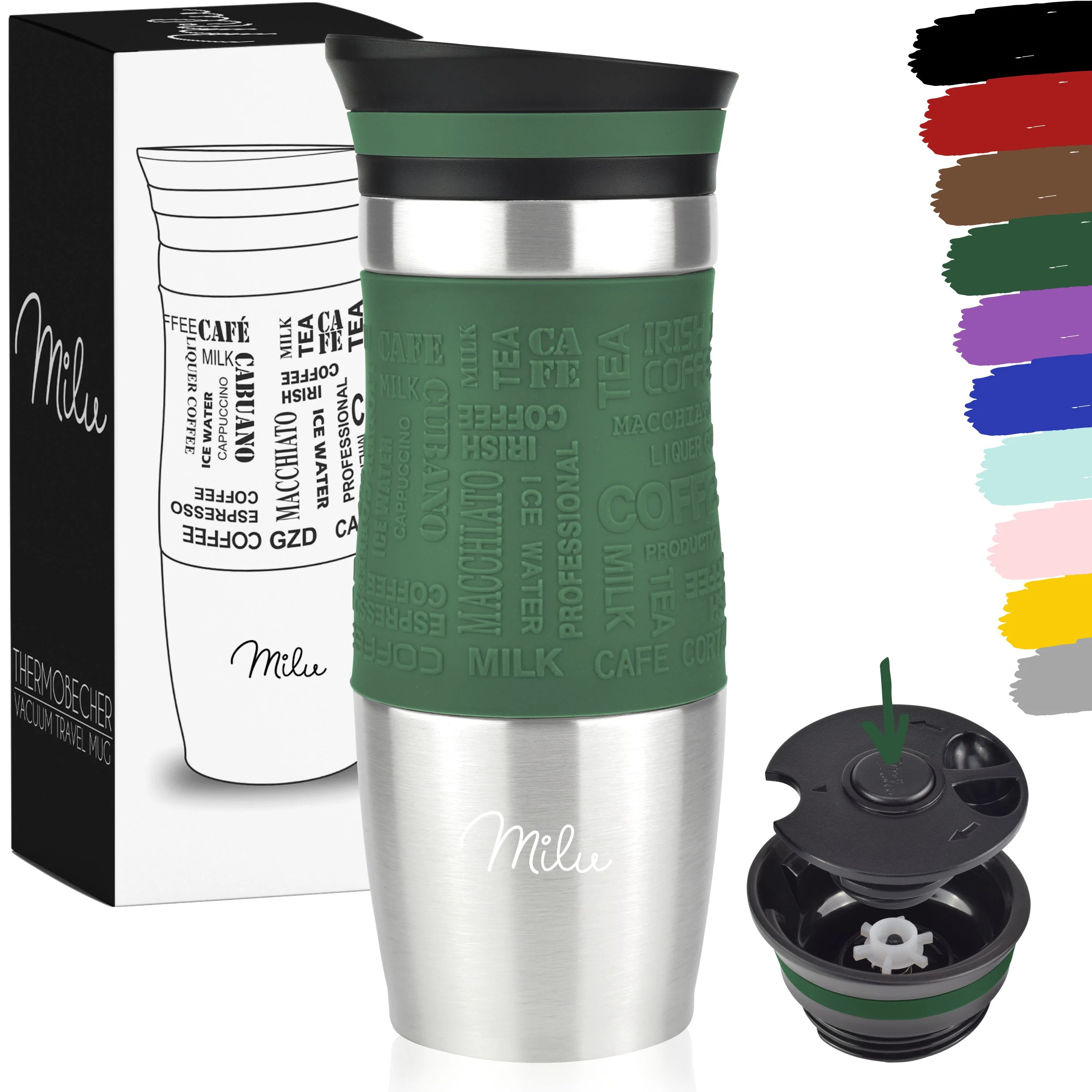 Outlet x Milu Thermobecher Kaffee to go 370ml, 450ml Isolierbecher Kaffeebecher - Image 11