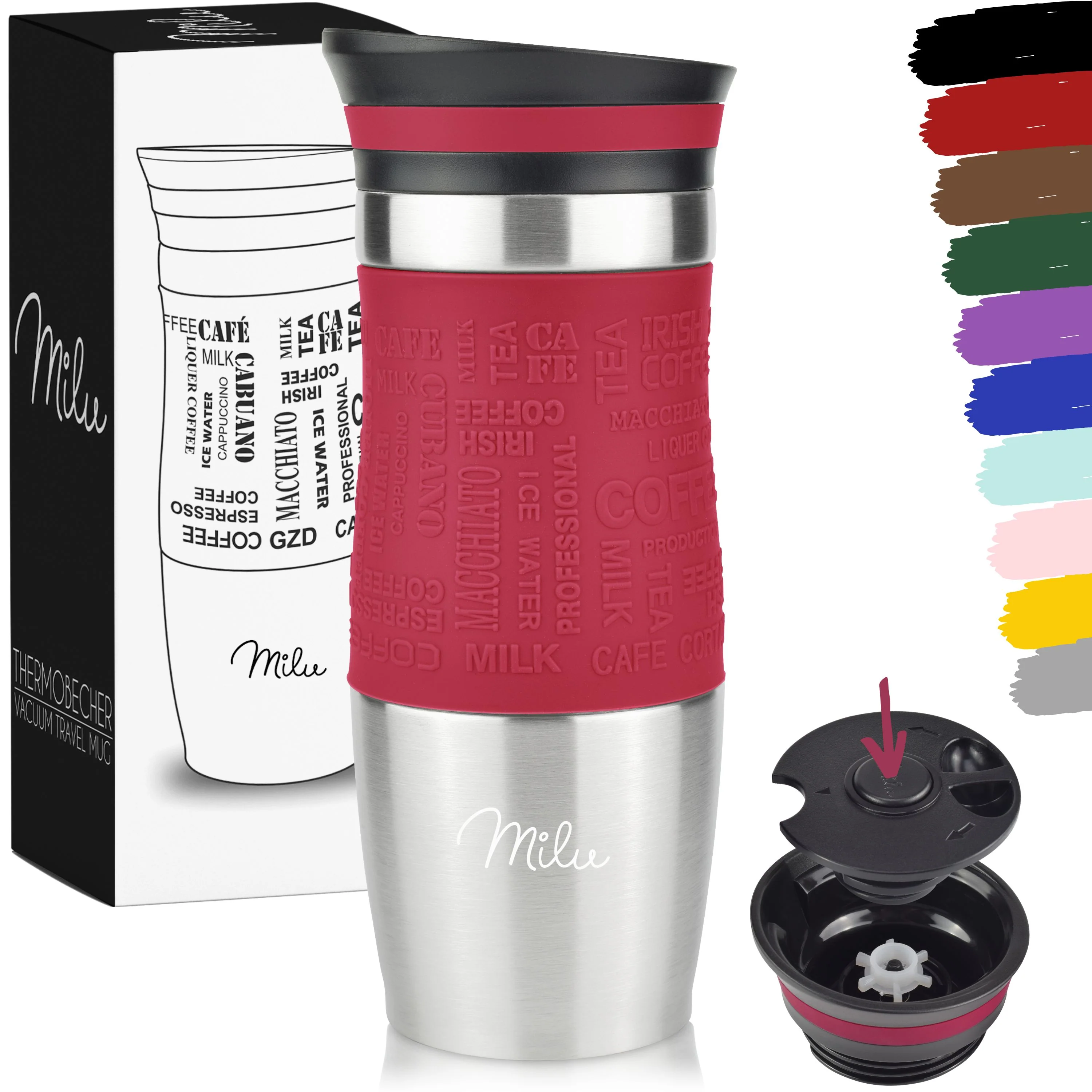Outlet x Milu Thermobecher Kaffee to go 370ml, 450ml Isolierbecher Kaffeebecher - Image 12