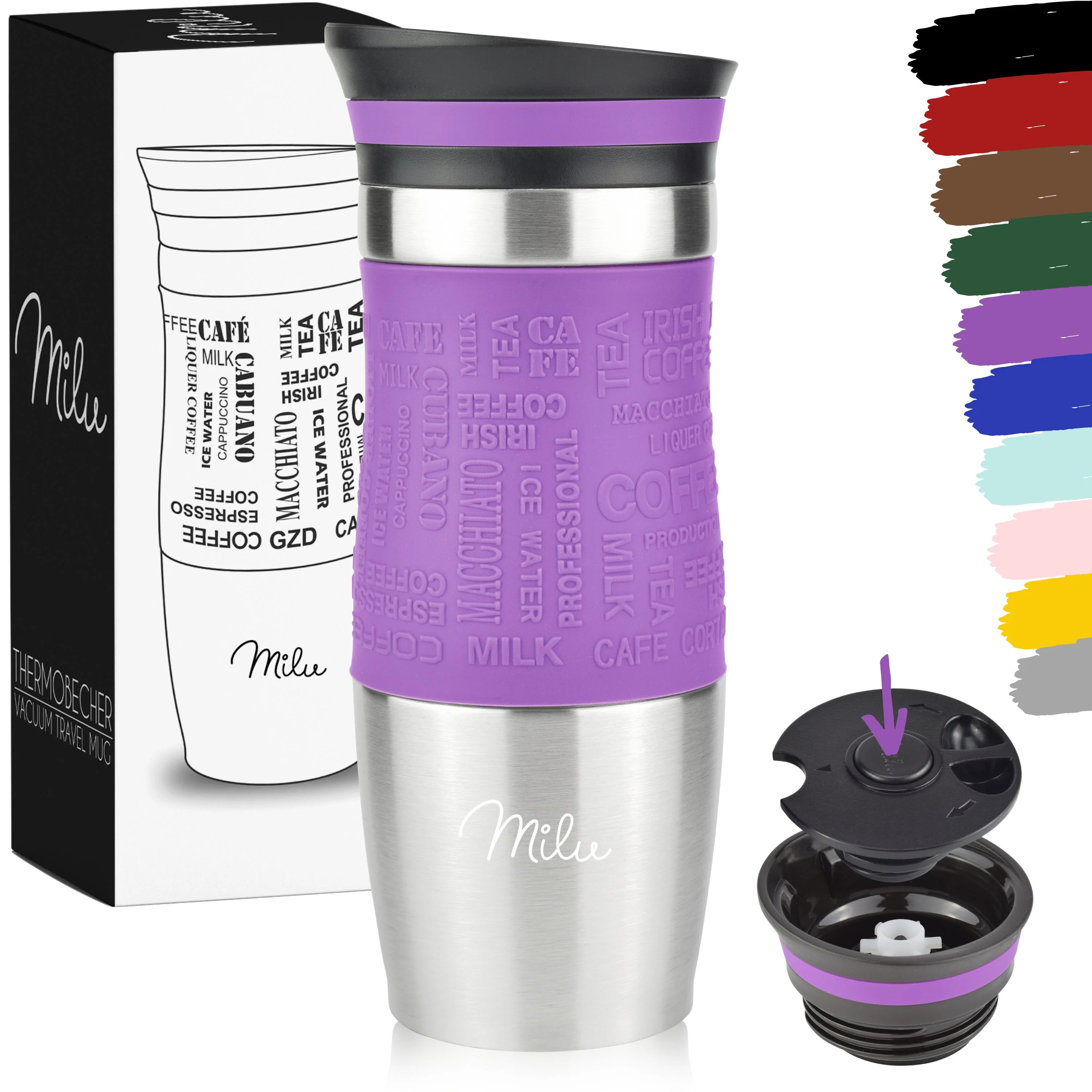 Outlet x Milu Thermobecher Kaffee to go 370ml, 450ml Isolierbecher Kaffeebecher - Image 13