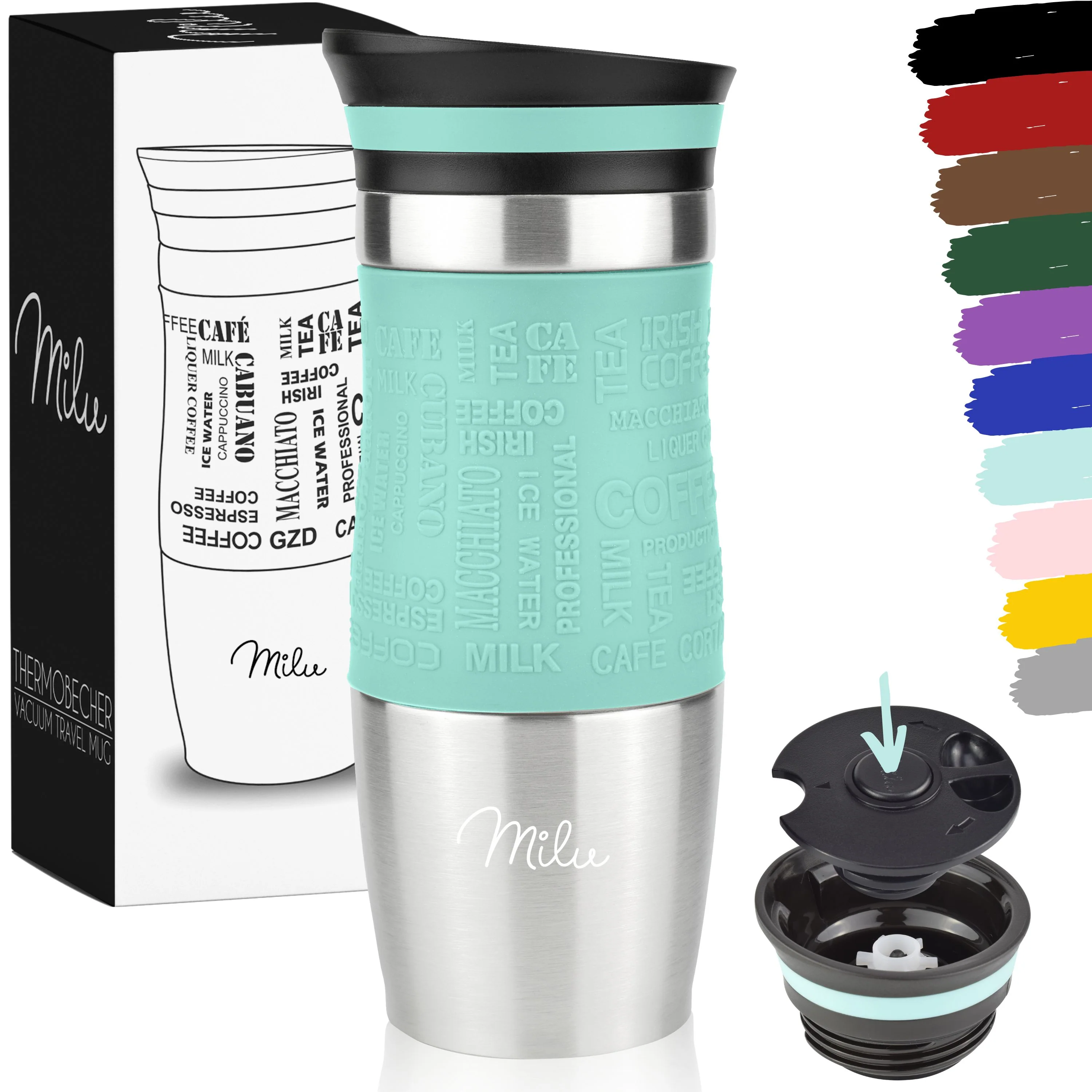 Outlet x Milu Thermobecher Kaffee to go 370ml, 450ml Isolierbecher Kaffeebecher - Image 16