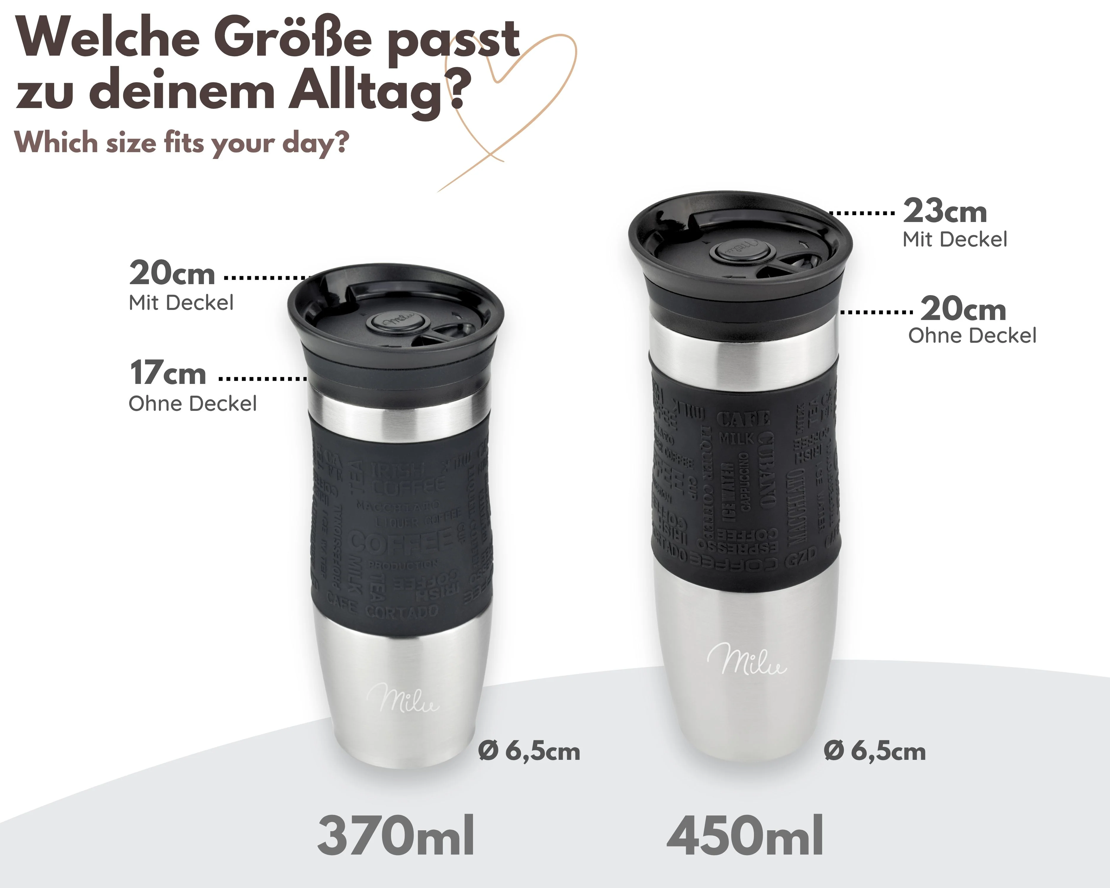 Outlet x Milu Thermobecher Kaffee to go 370ml, 450ml Isolierbecher Kaffeebecher - Image 4