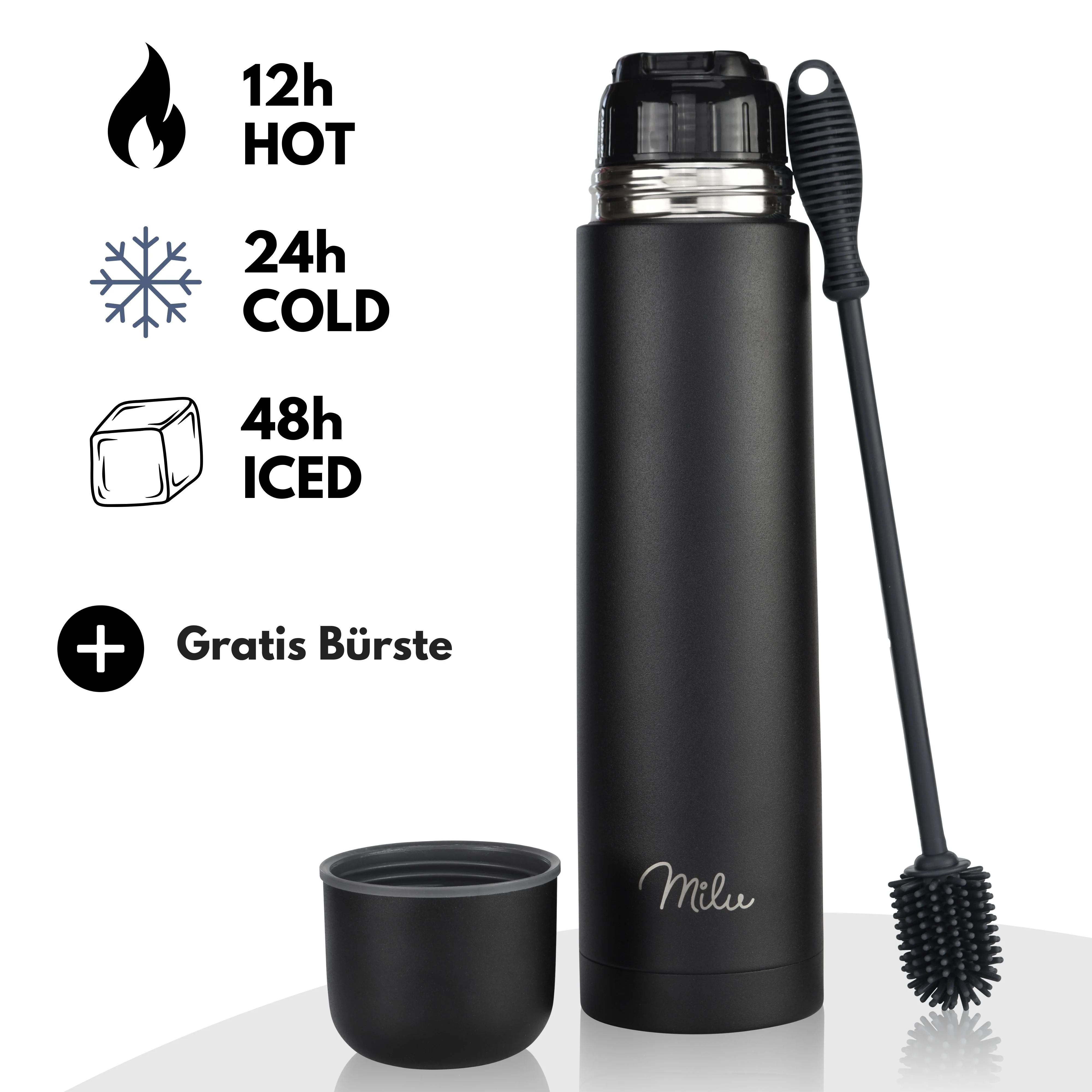 Outlet x Milu Thermosflasche Thermoskanne Isolierflasche 1L, 750ml, 500ml - Image 3
